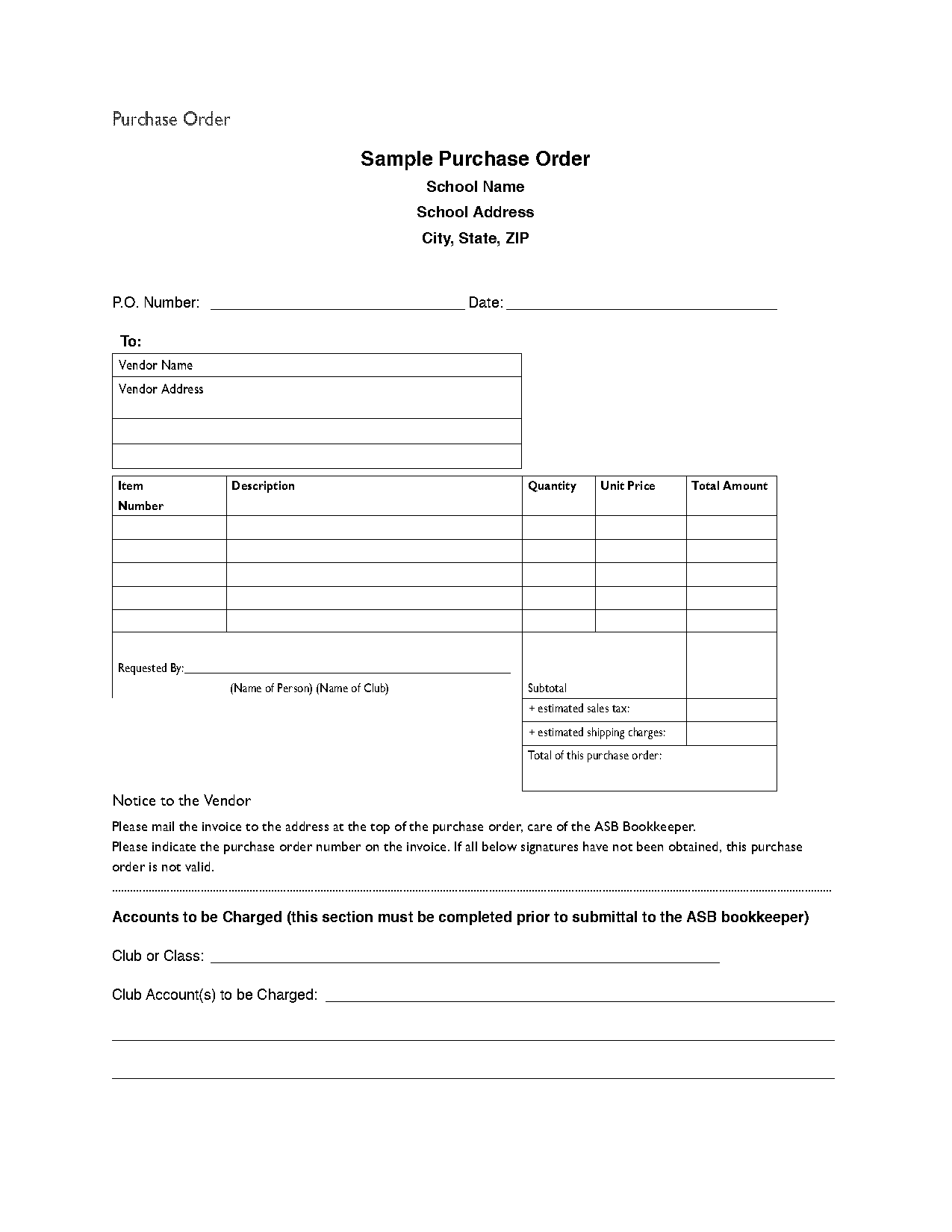 purchase order template pdf download