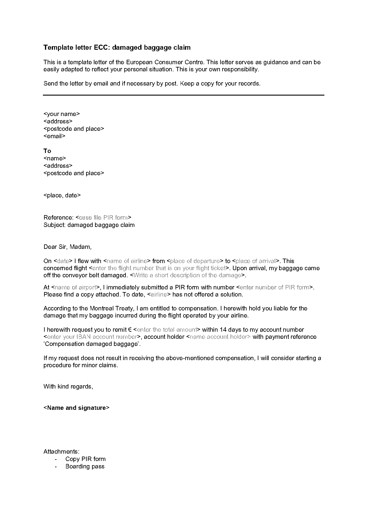 damaged item complaint letter