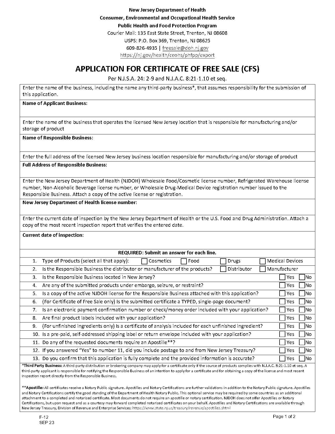 department of health apostille