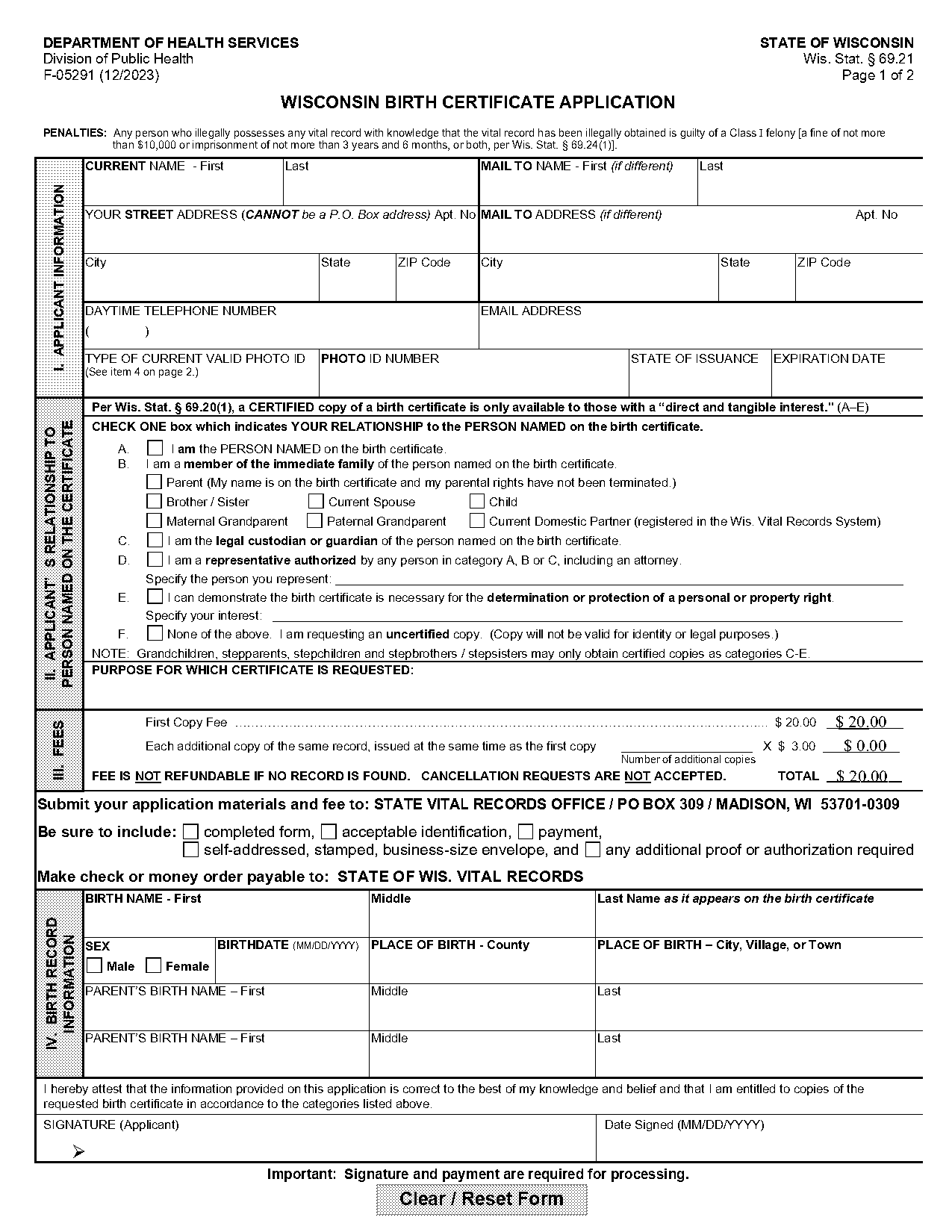 certified copy of the property registration form