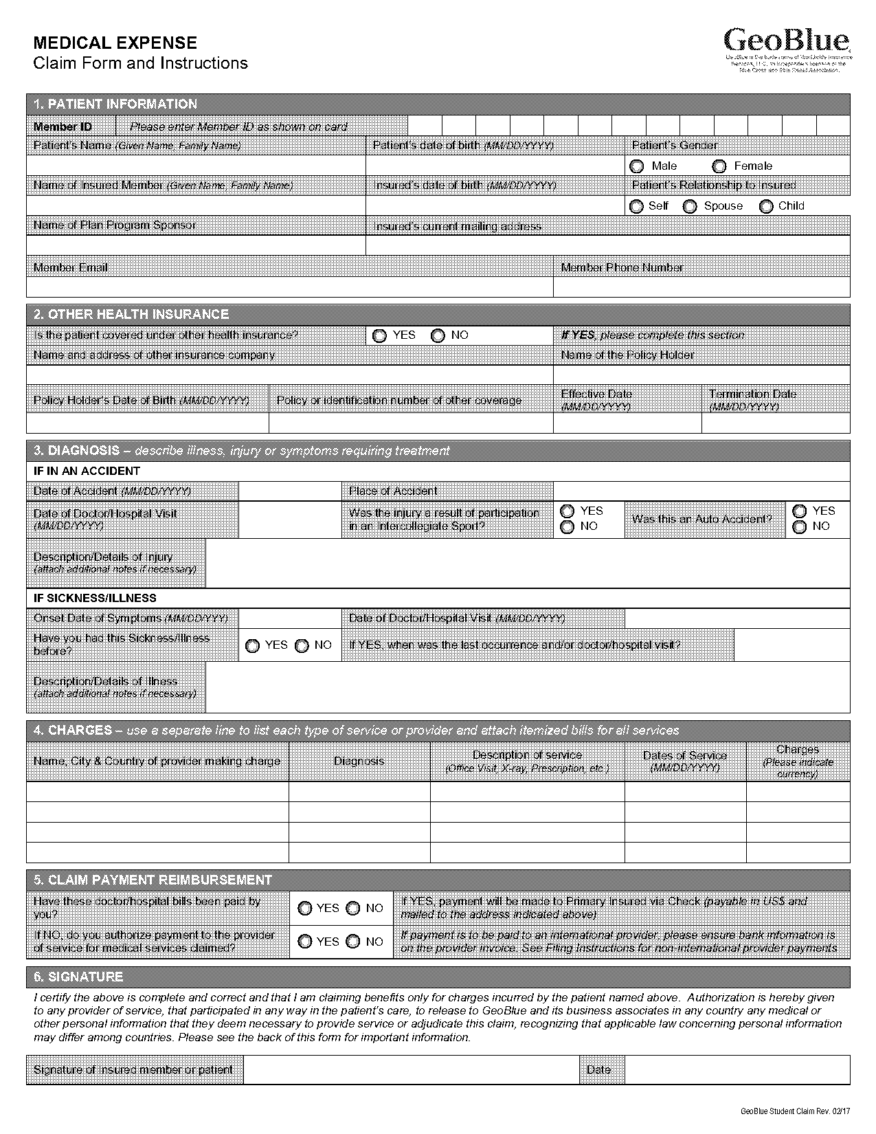 geoblue file claim form