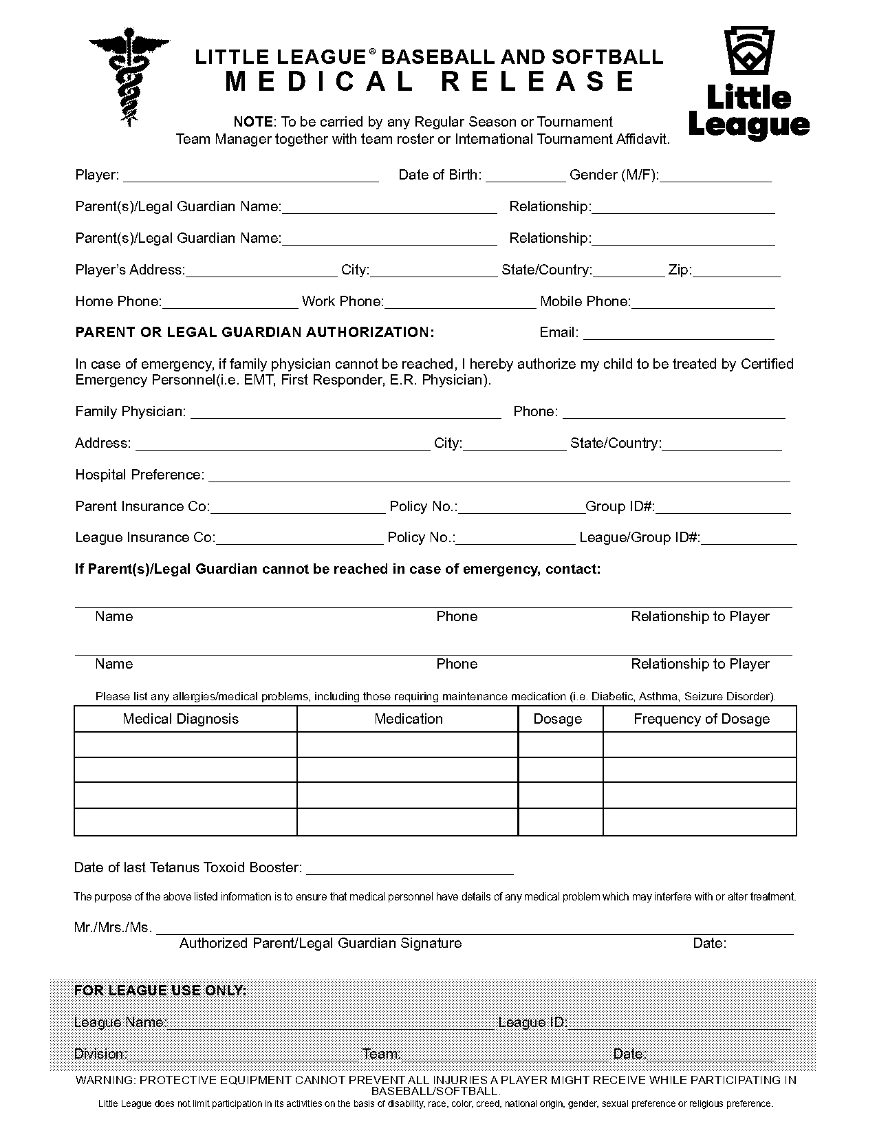 asap medical release form