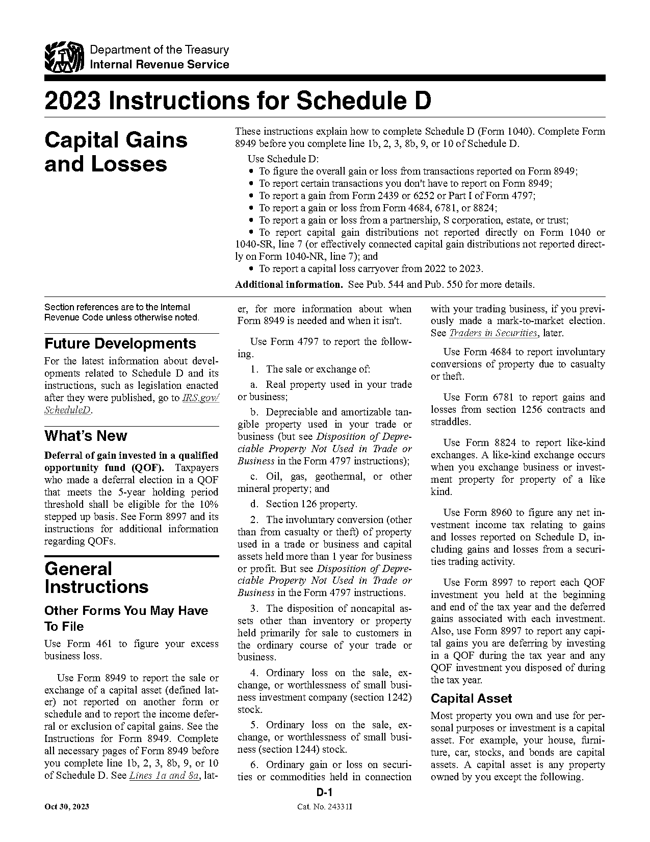 tax form to report capital gains