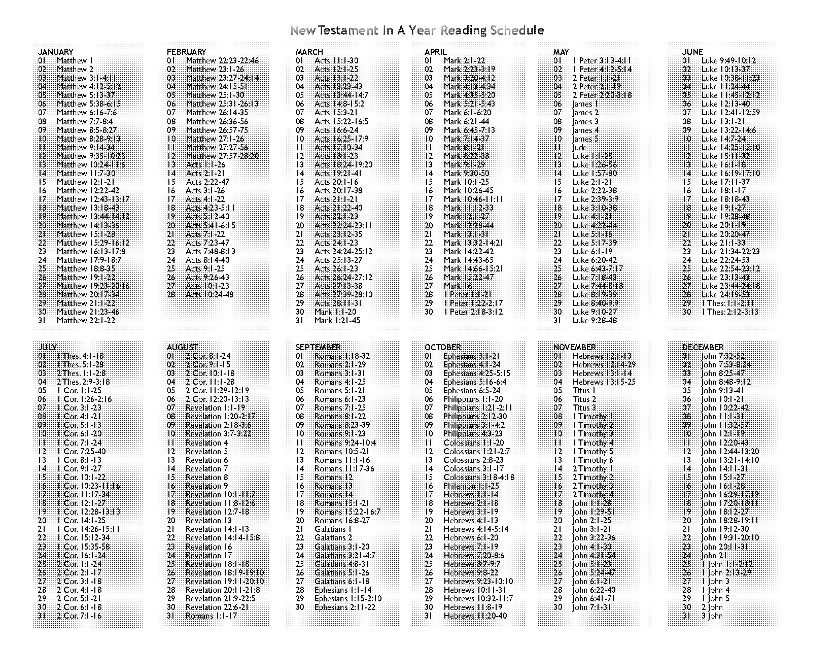 bible reading plan new testament in a year