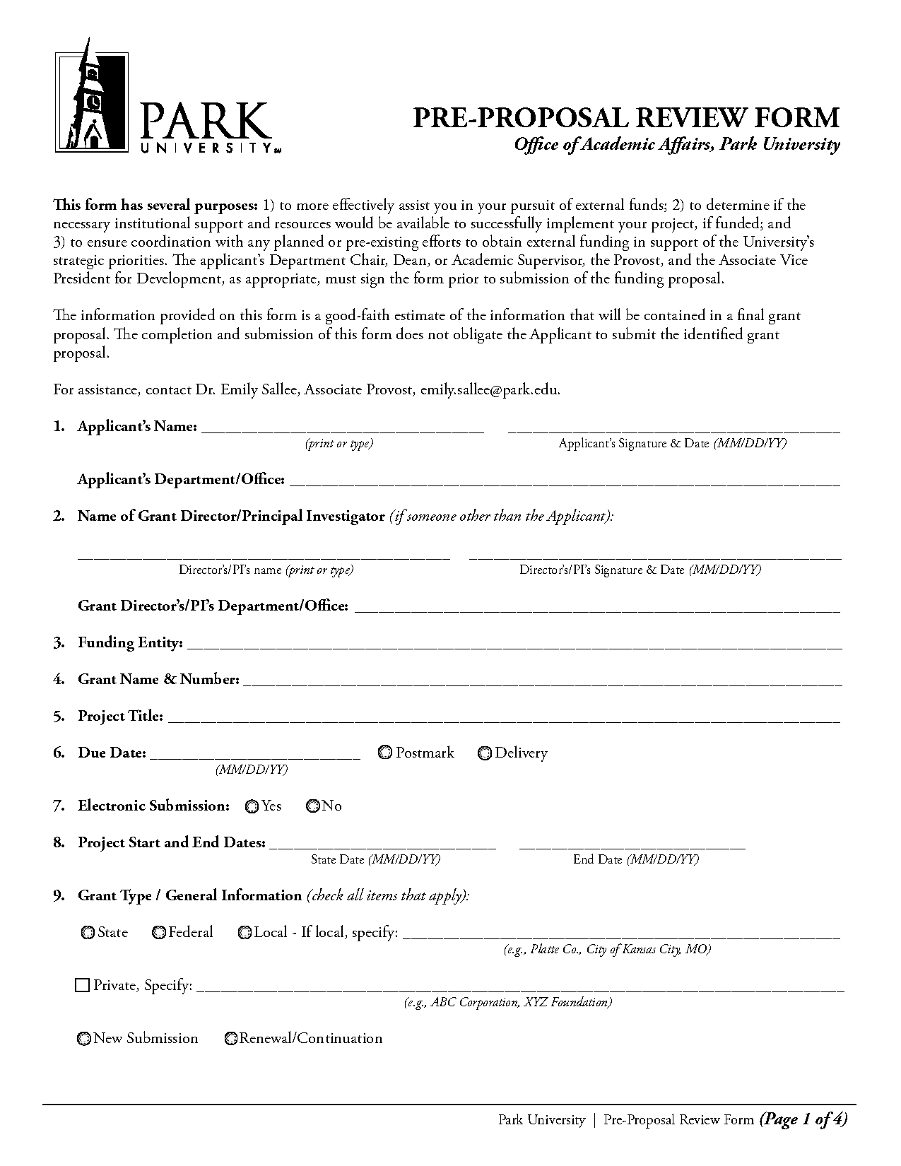 park university electroni release form