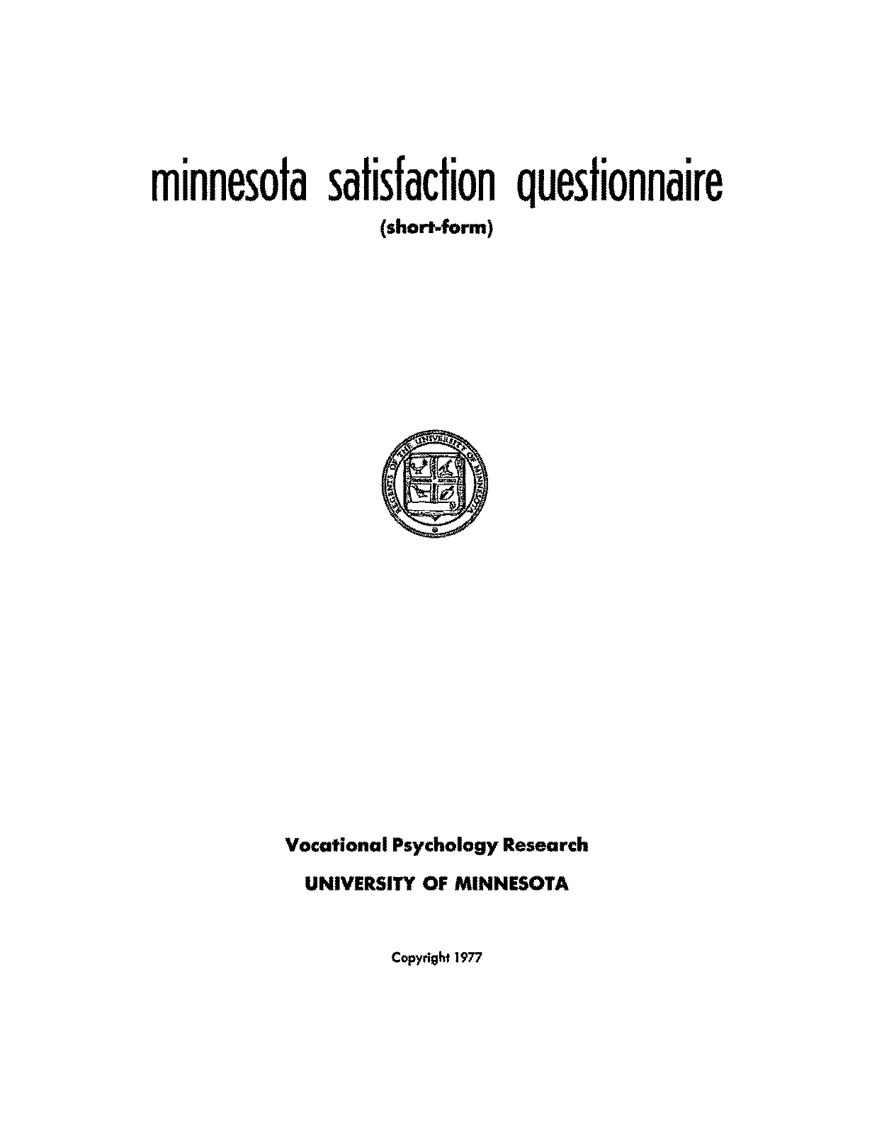 the minnesota job satisfaction questionnaire short form