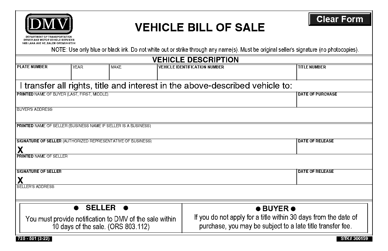 sample bill of sale vehicle ca template