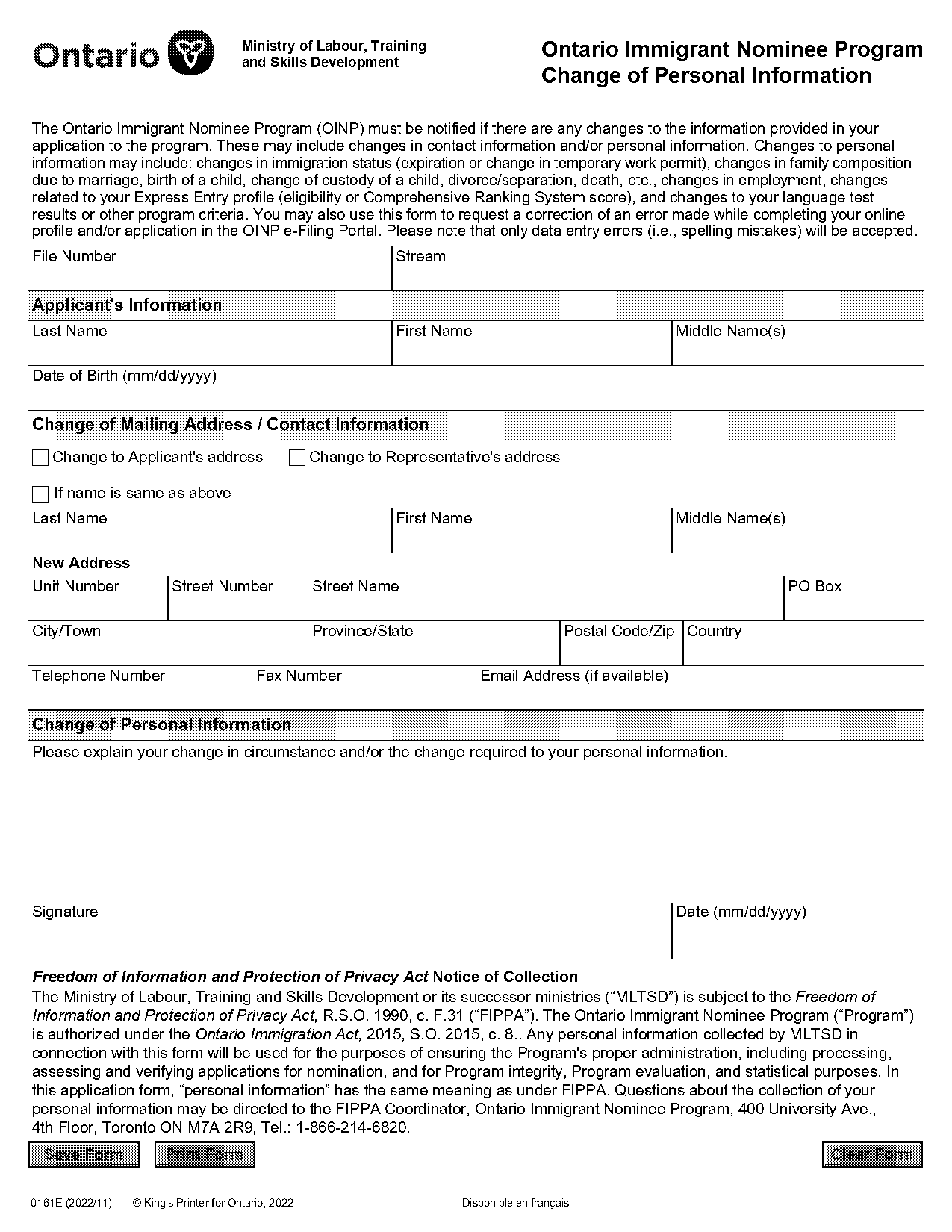 ontario immigrant nominee program requirements