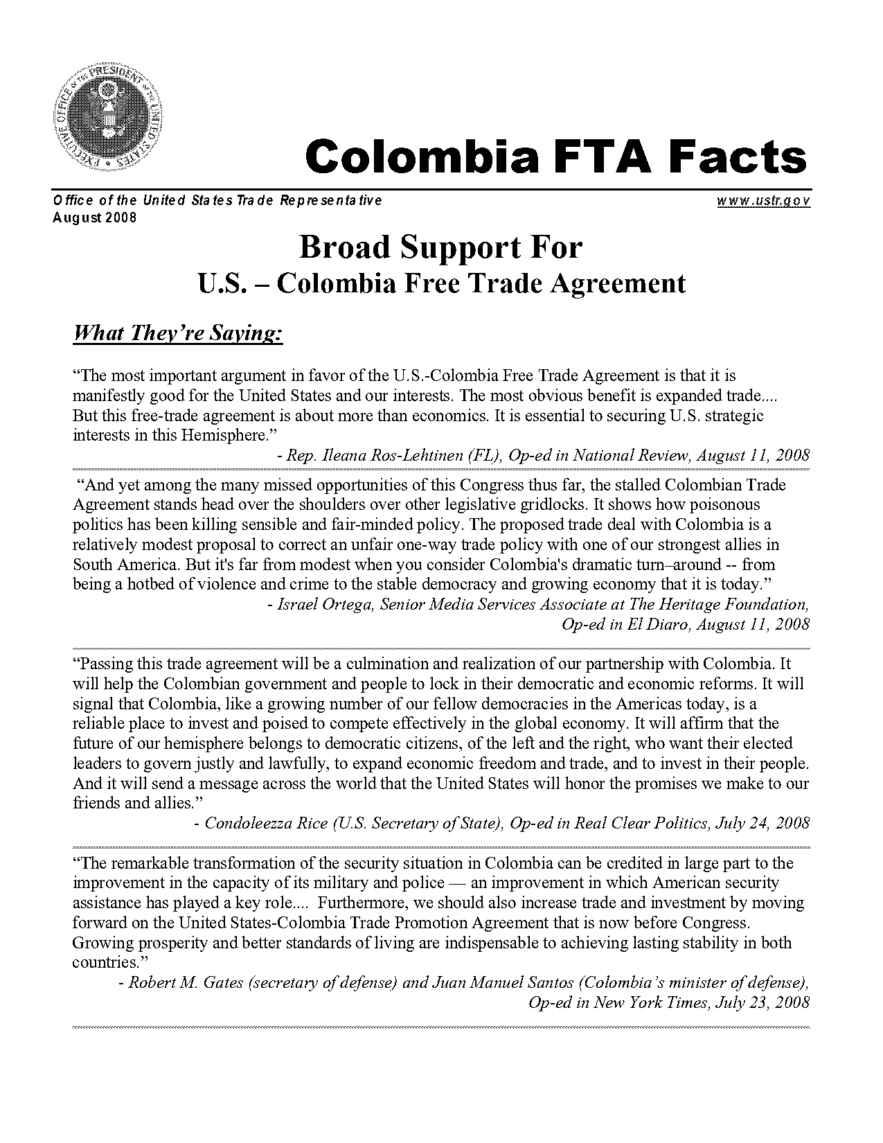 free trade agreement colombia and us