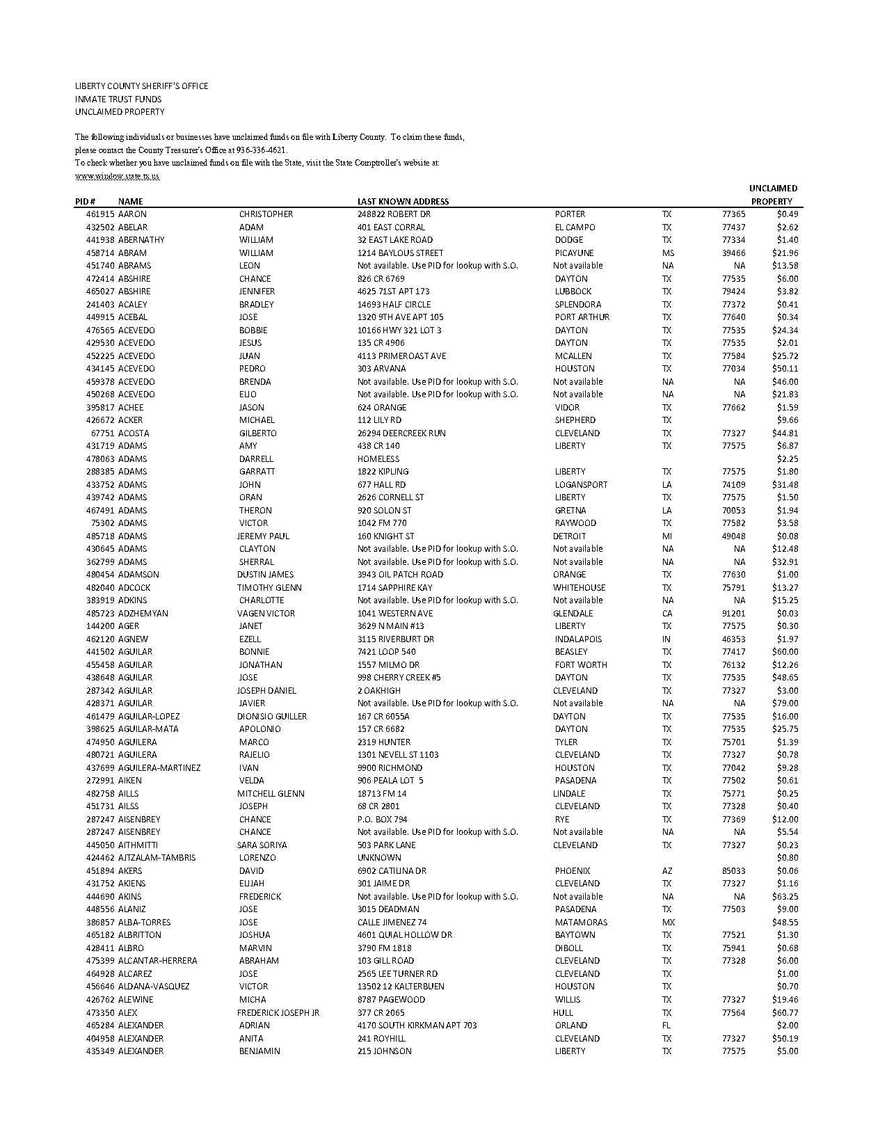 trinity county warrant search