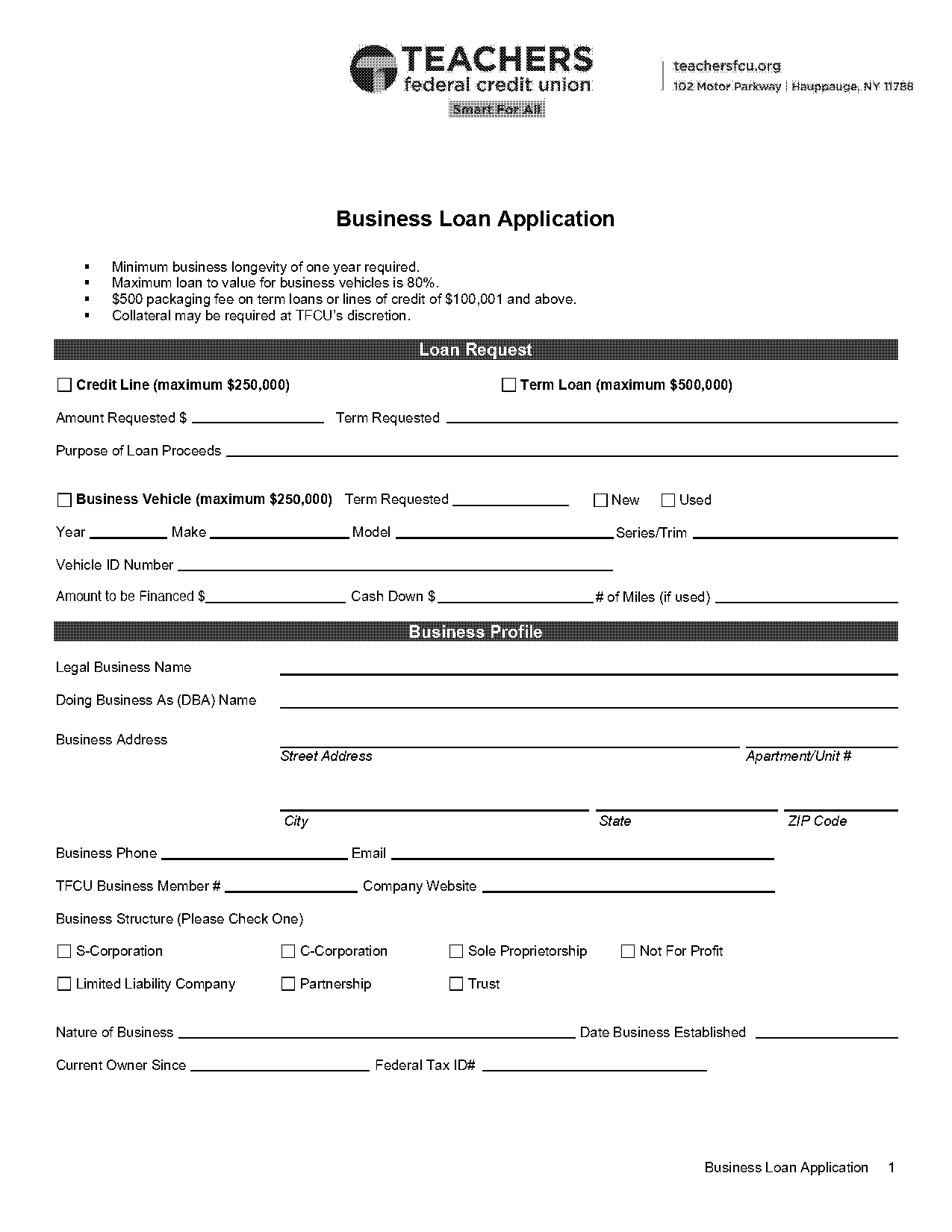 teachers mutual bank loan application