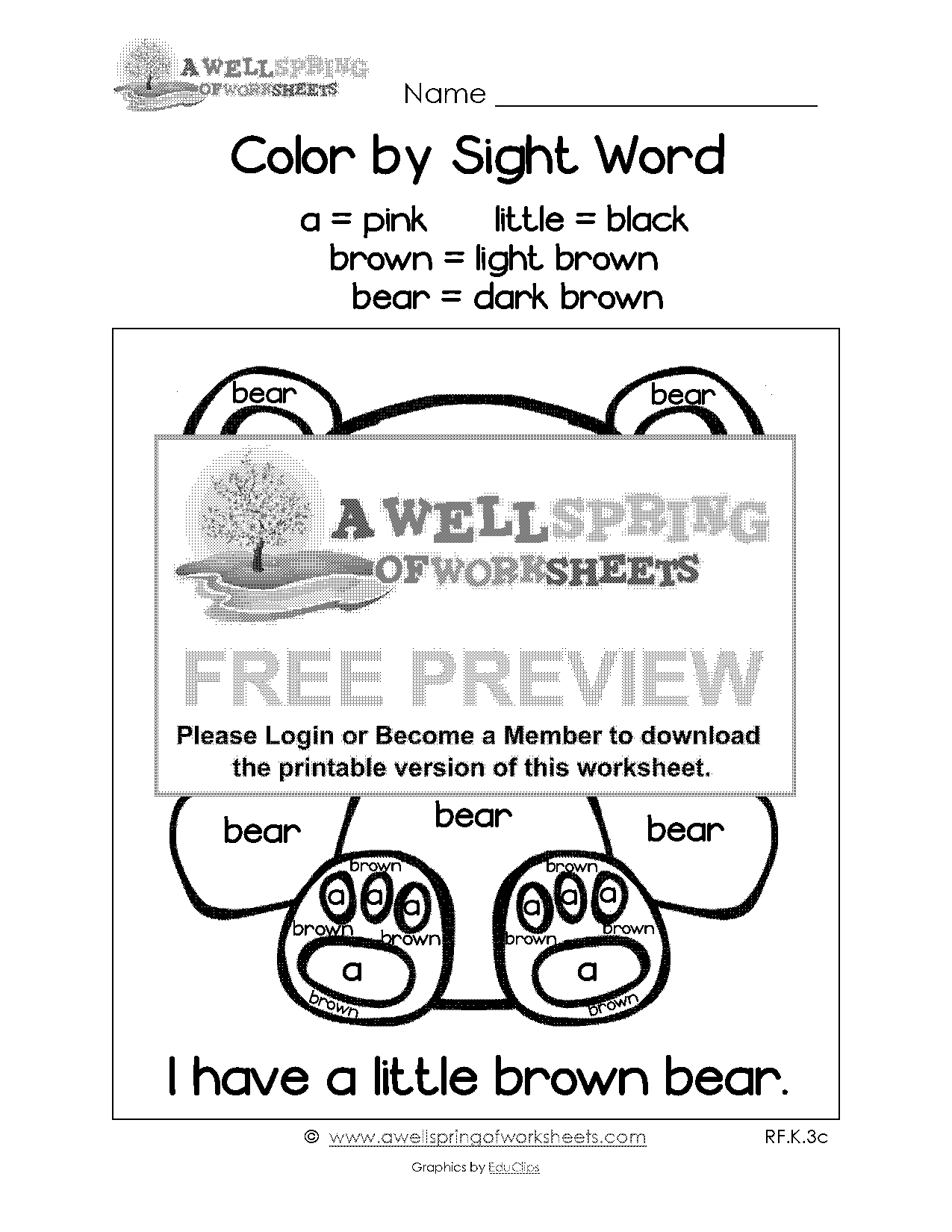 color by sight word free pdf