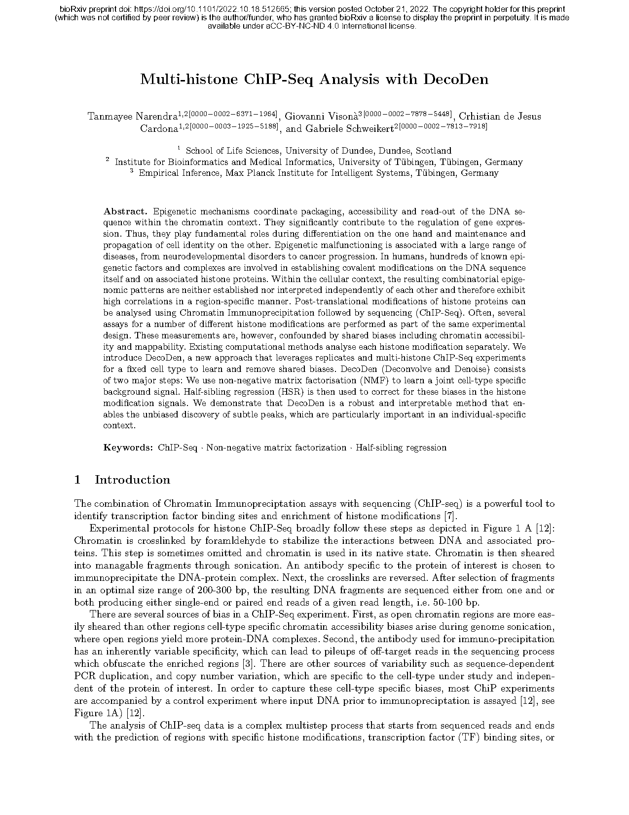 histone modification chip seq analysis