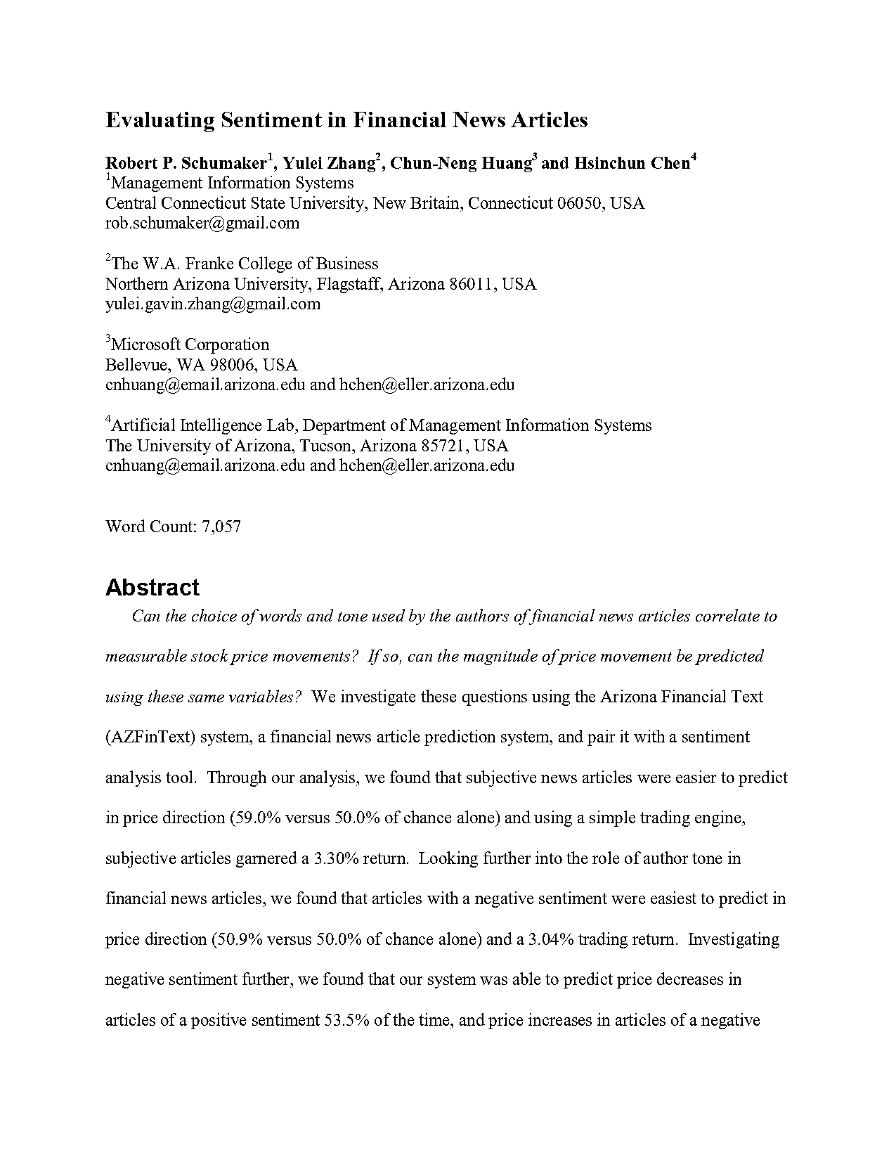 evaluating sentiment in financial news articles