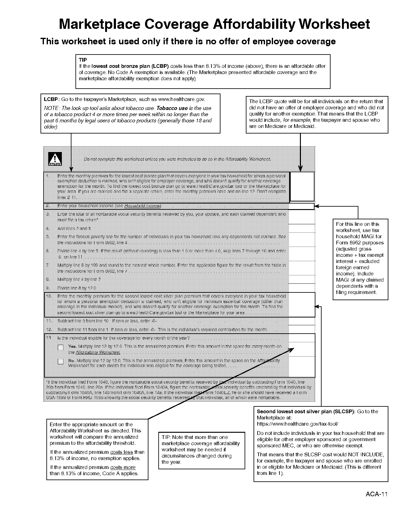 affordable care act worksheet irs