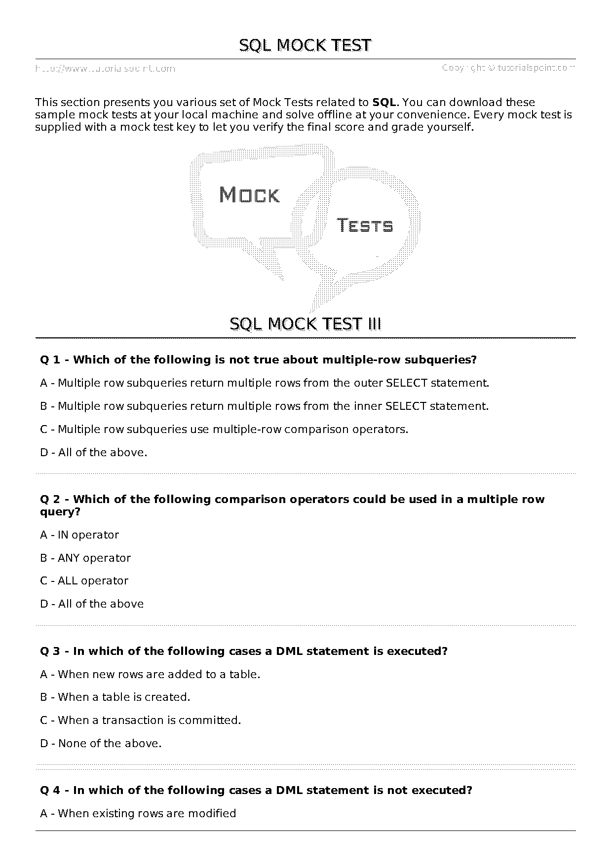 which of the following statements about subqueries are true