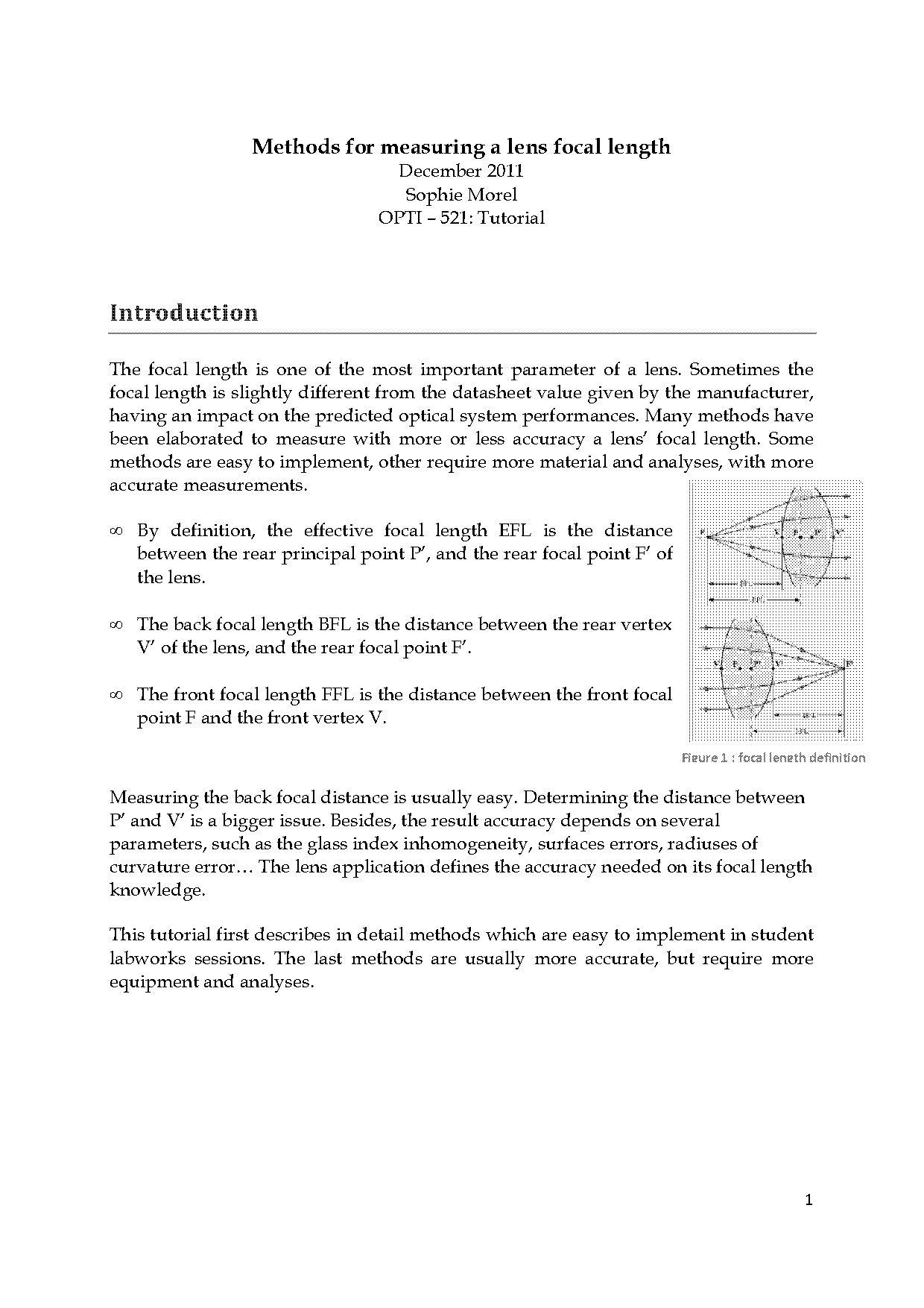 focal length converging lens lab report