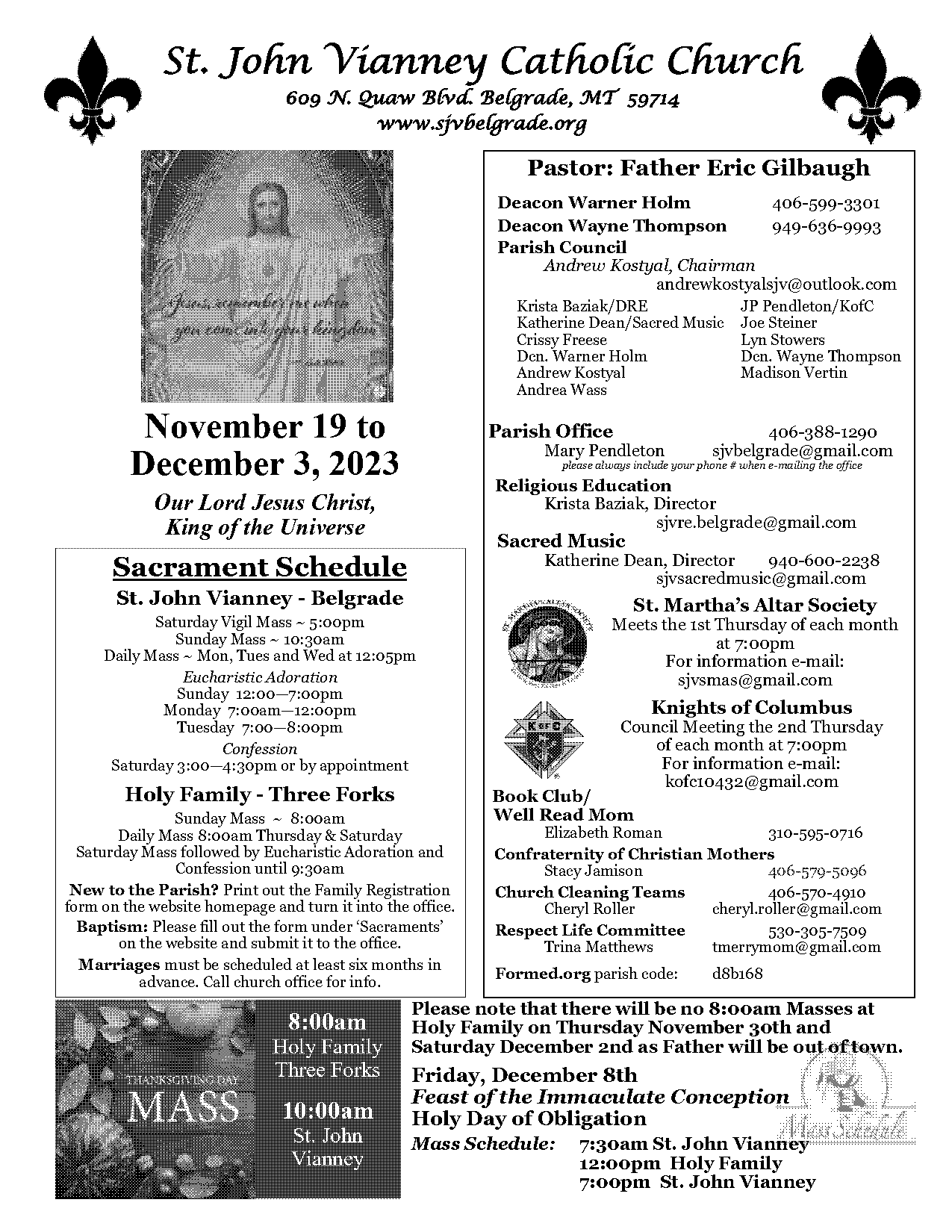 mass schedule st john vianney