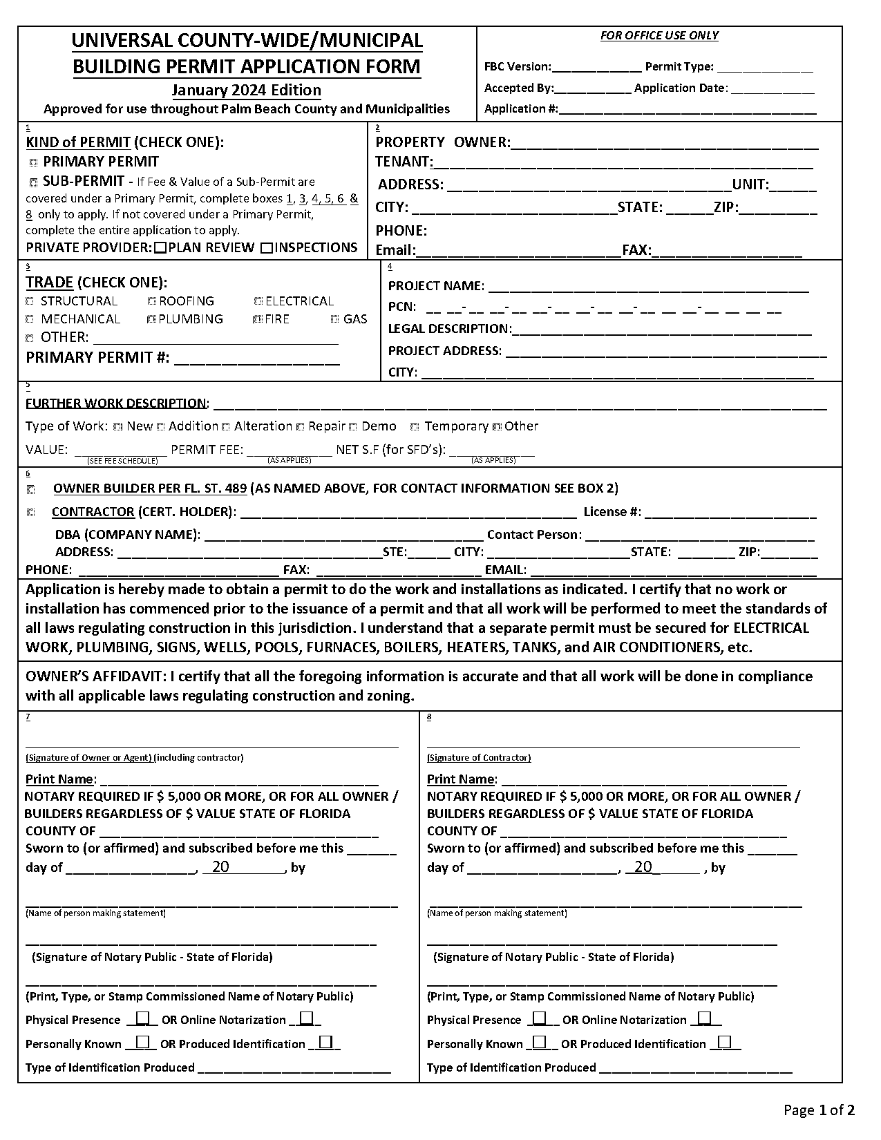 sample of broward county uniform building permit application