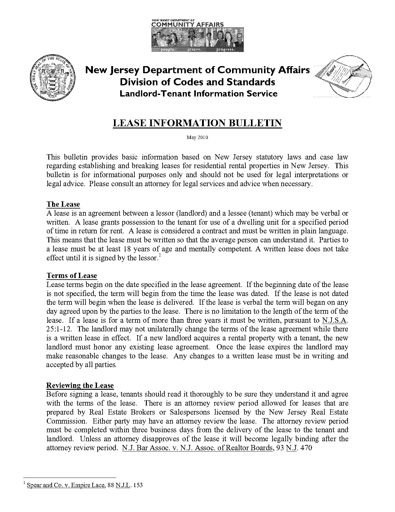 state of nj standard lease agreement