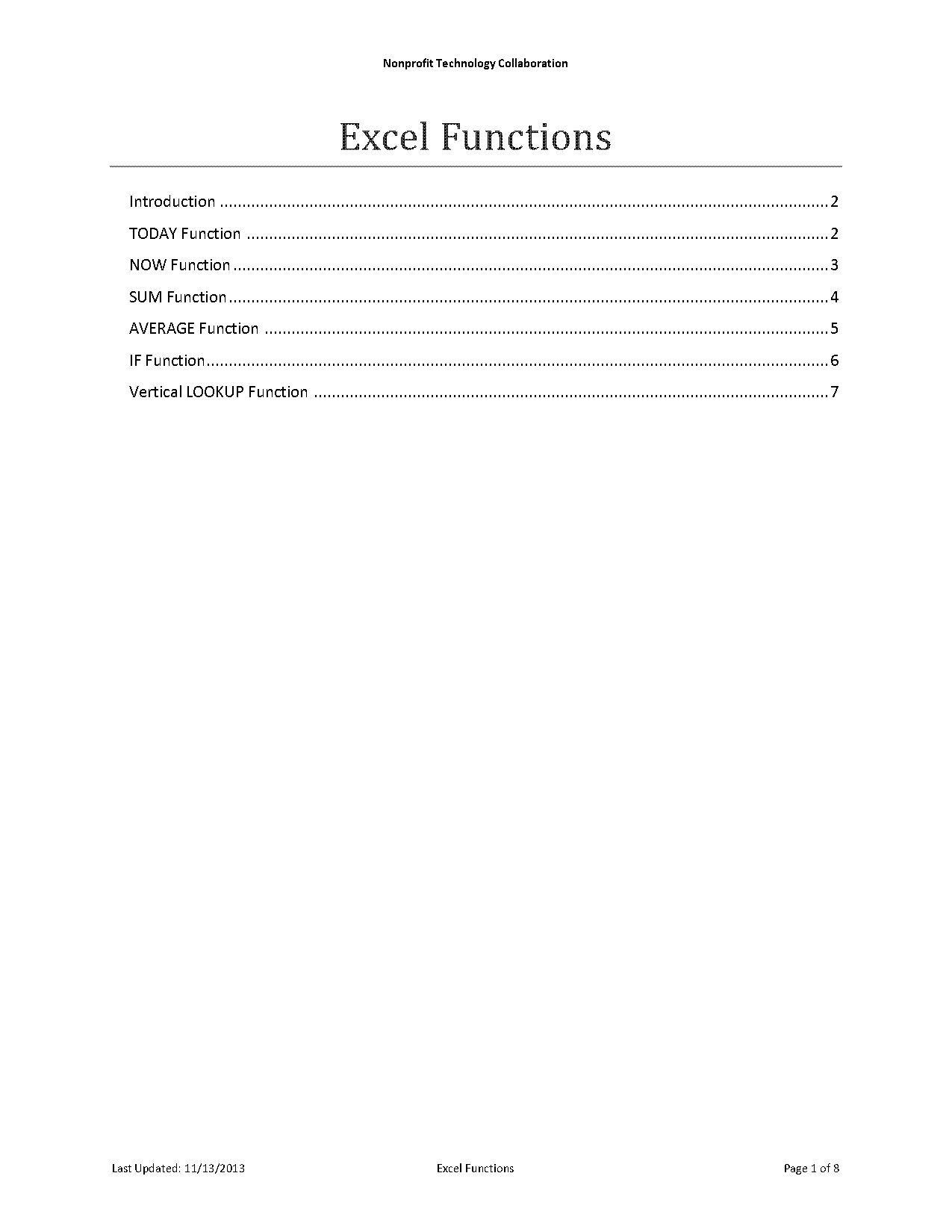 excel display functions on spreadsheet