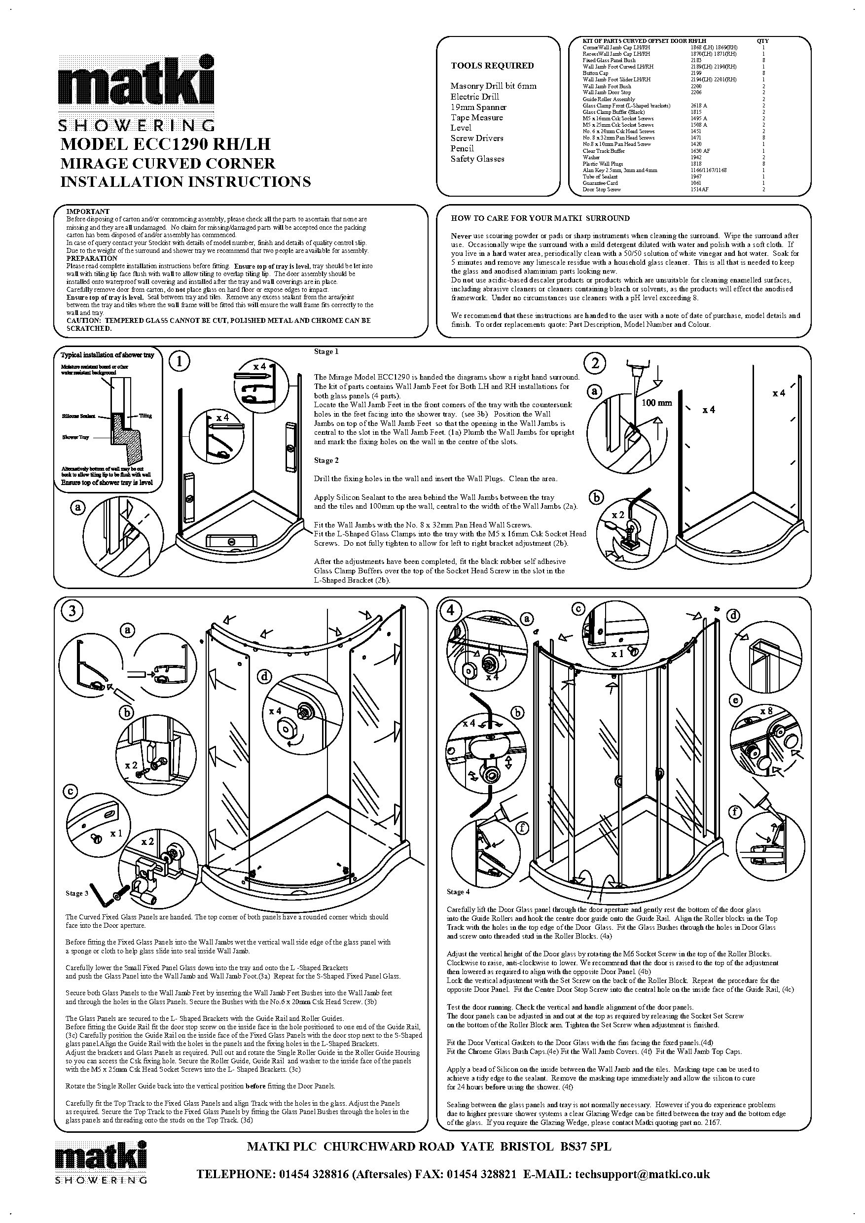 l shaped shower screen fitting instructions