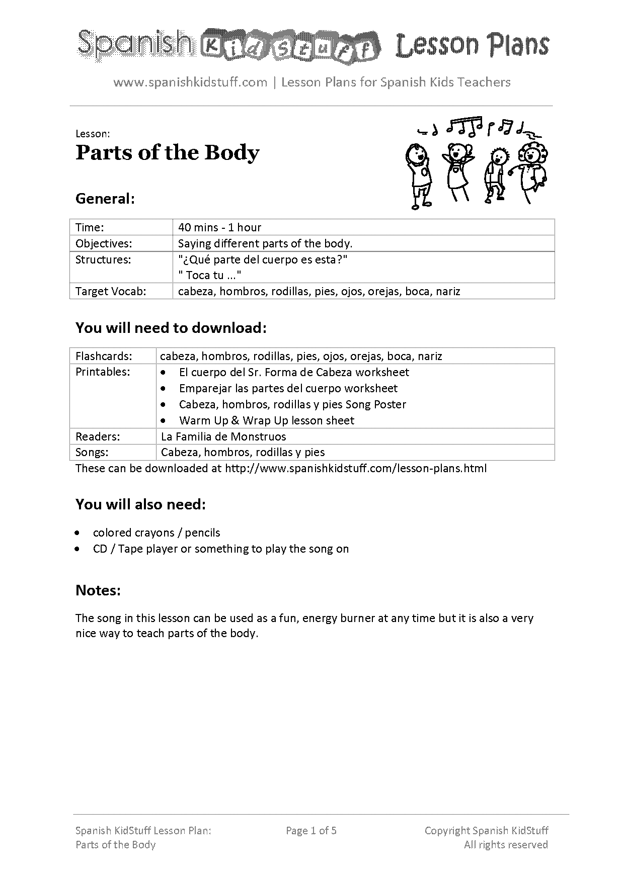 parts of the body kindergarten worksheet