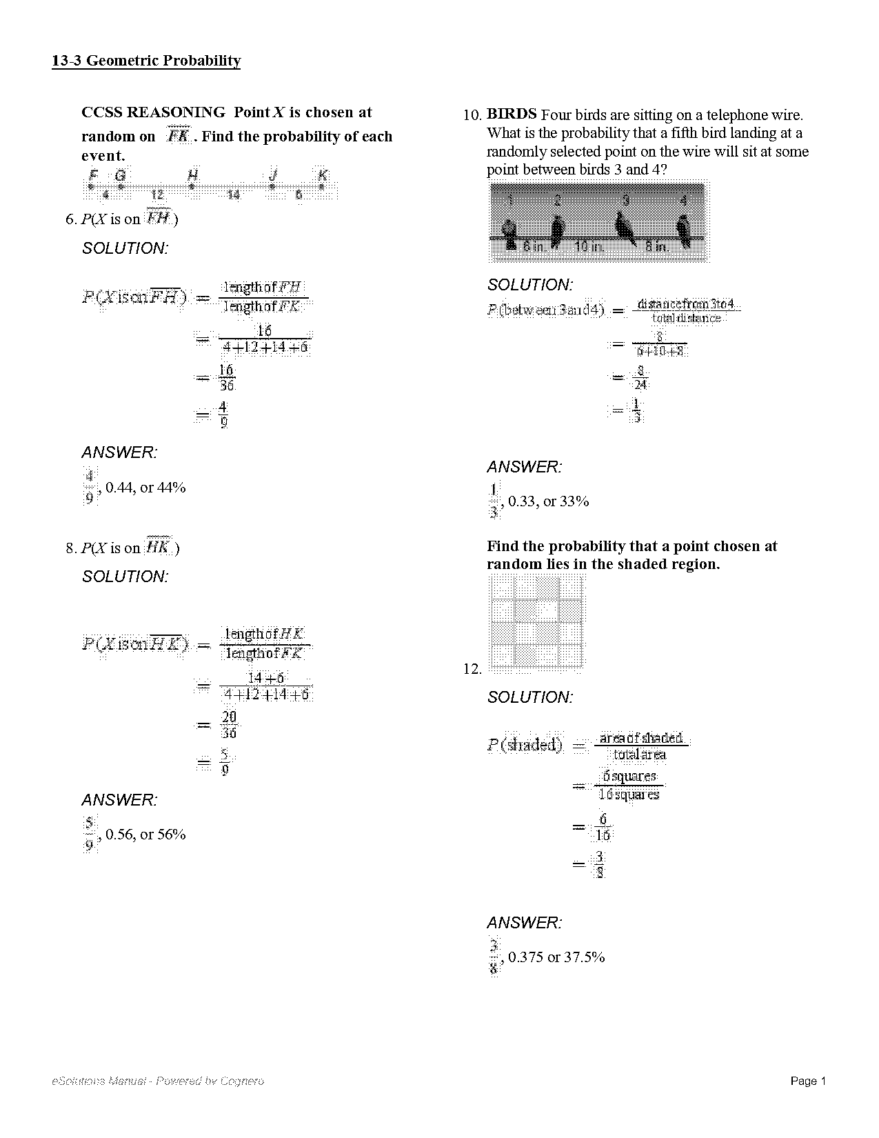 geometric probability worksheet key