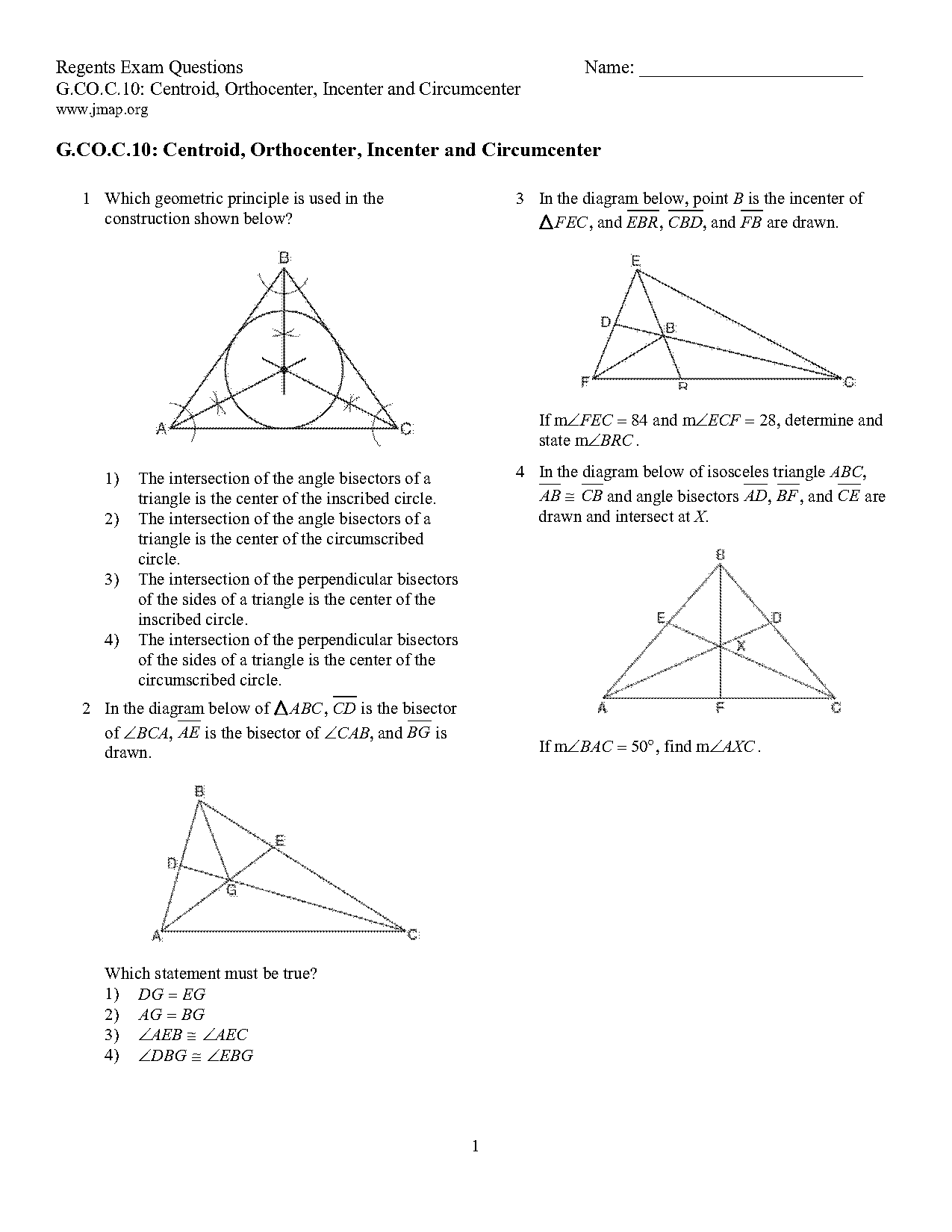 incenter practice problems pdf