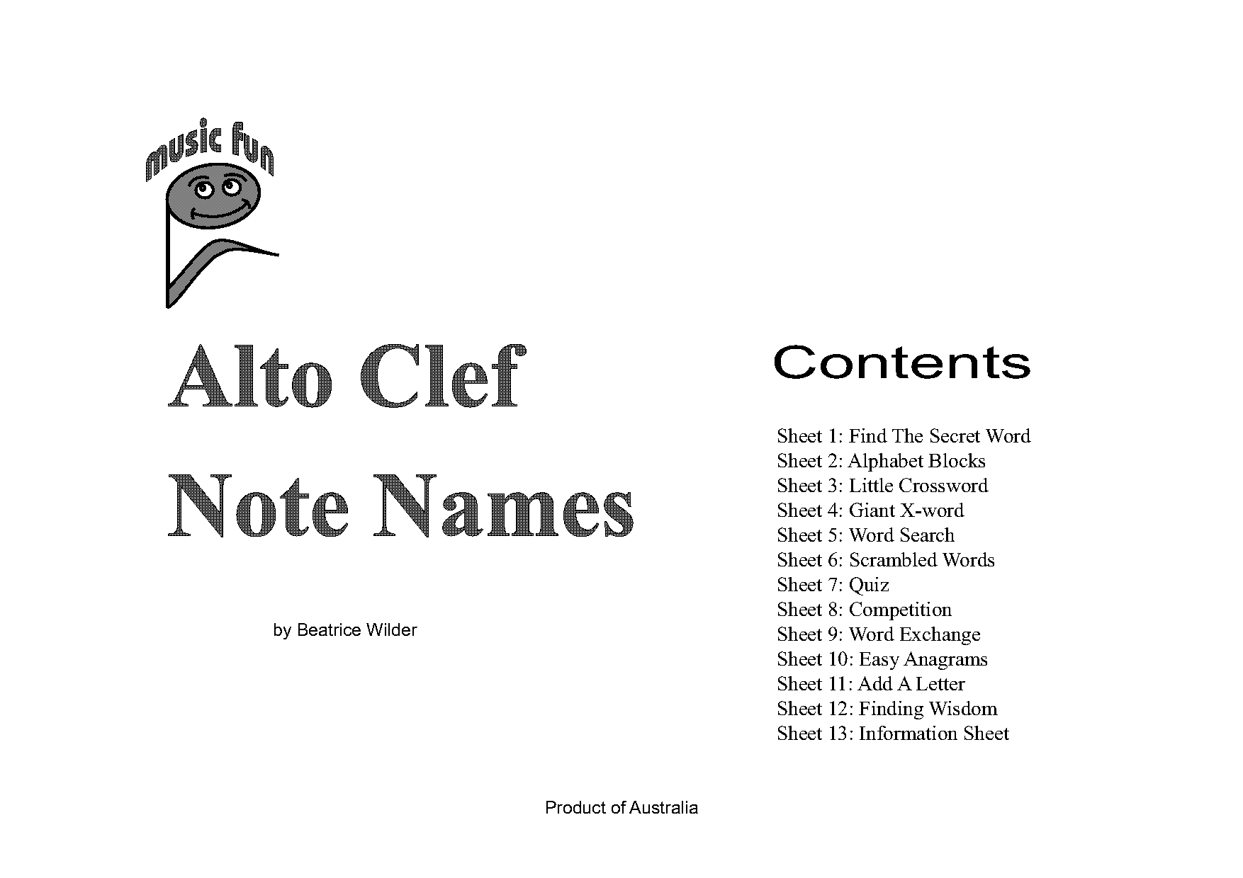 alto clef worksheets free