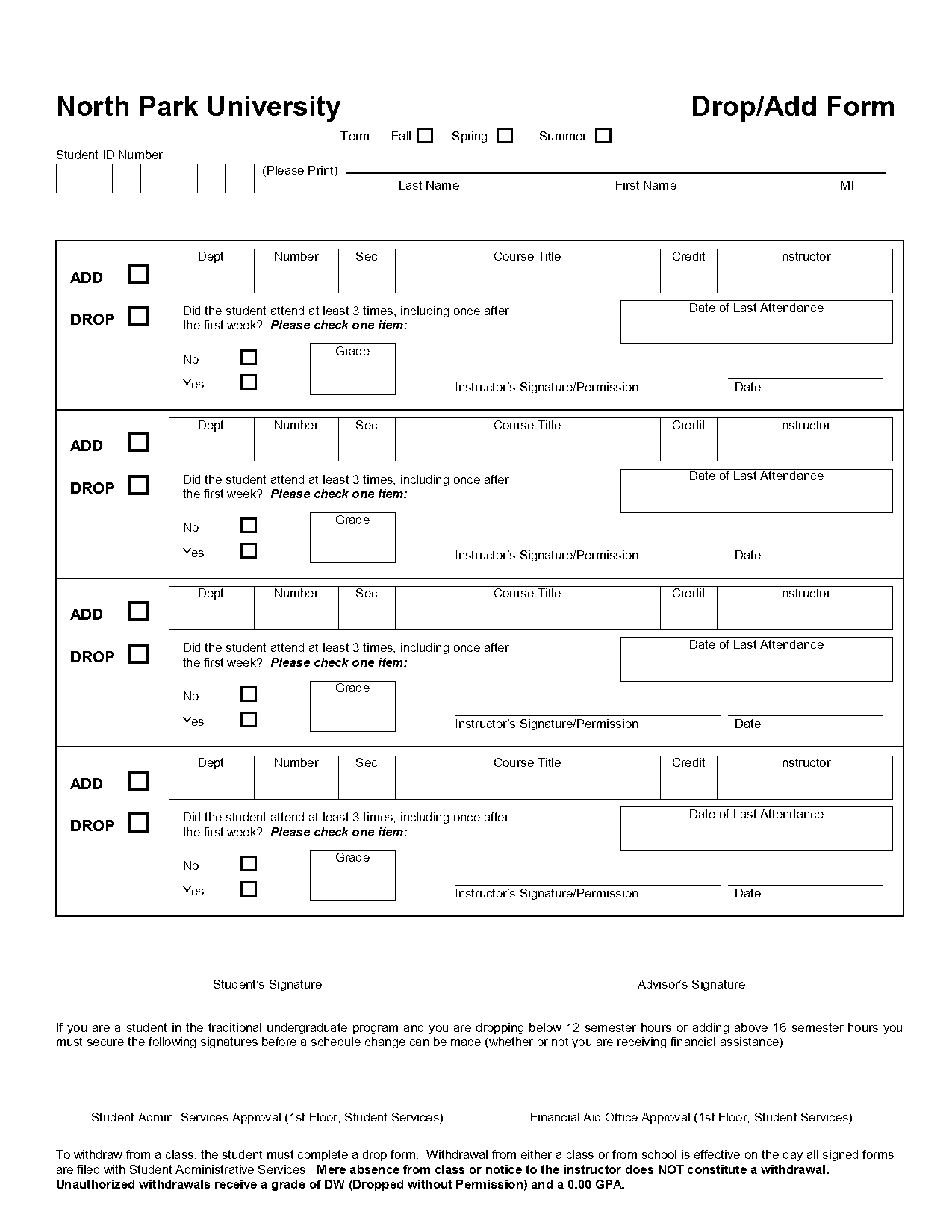 park university electroni release form