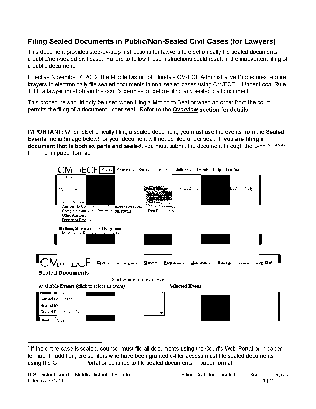 filing documents under seal in federal court