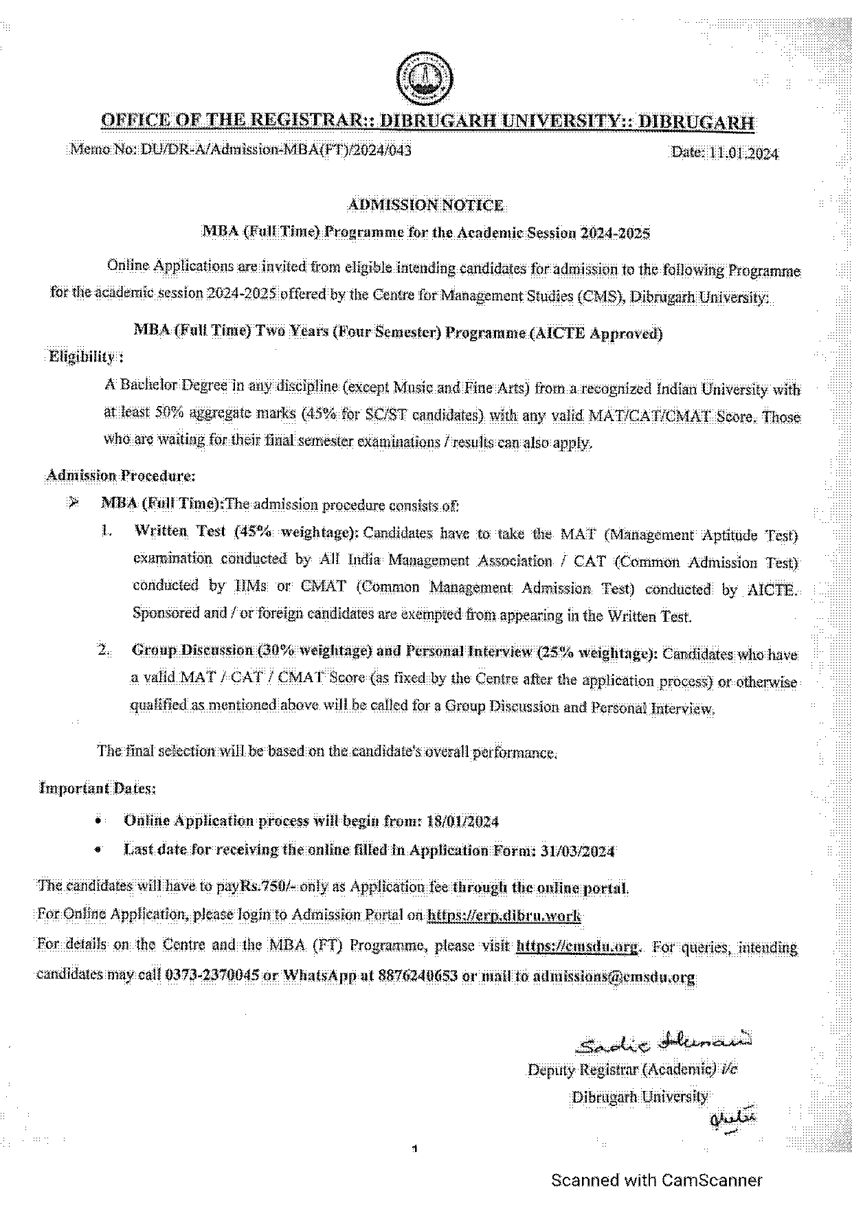 cat mat exam form date