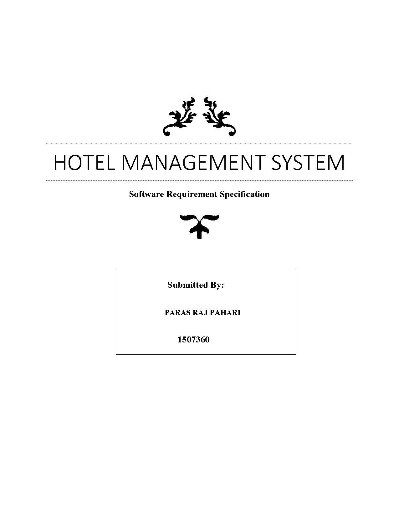 hotel management system software design document