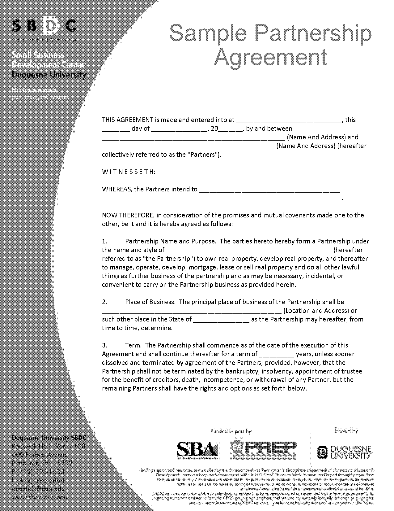 partnership of agreement document