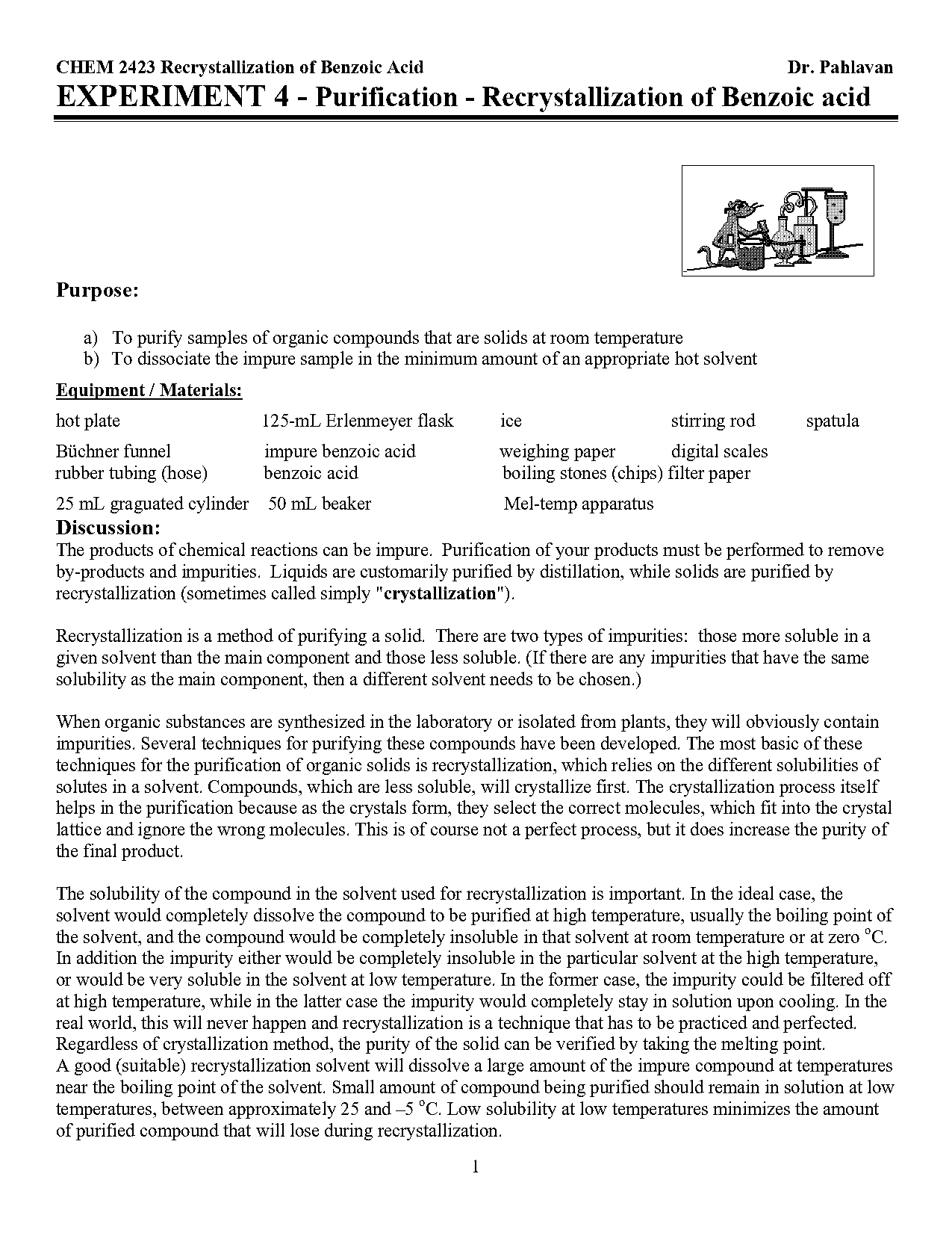 crystallization lab report chemistry