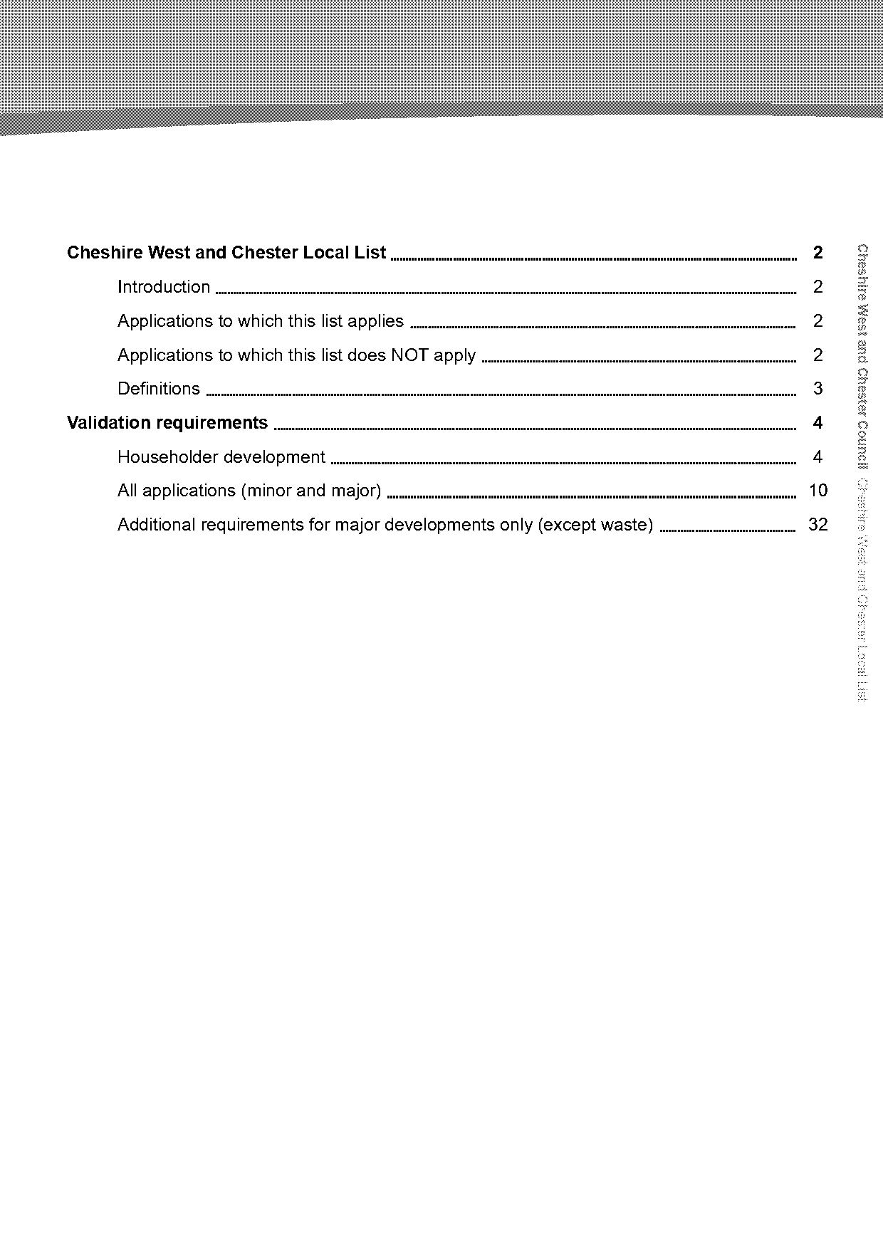 cheshire west and chester planning validation checklist