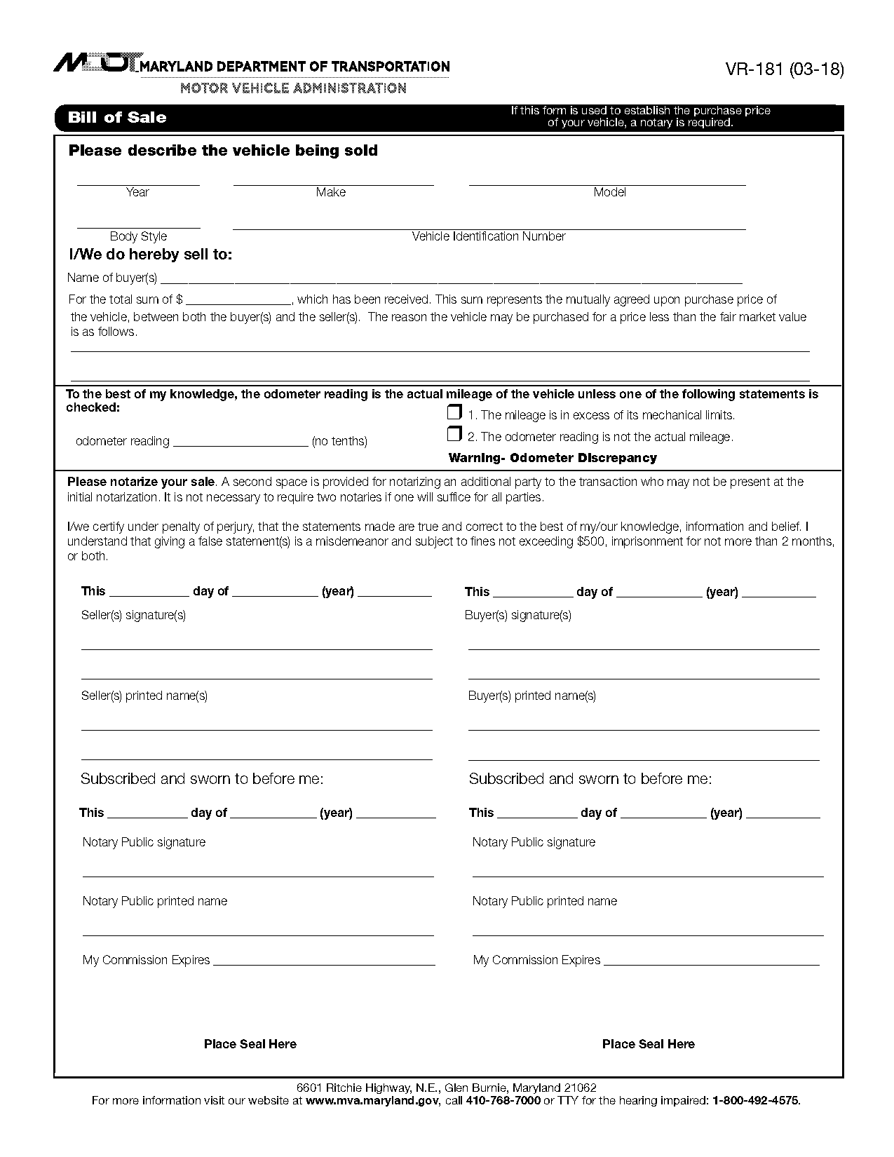 sample bill of sale vehicle ca template