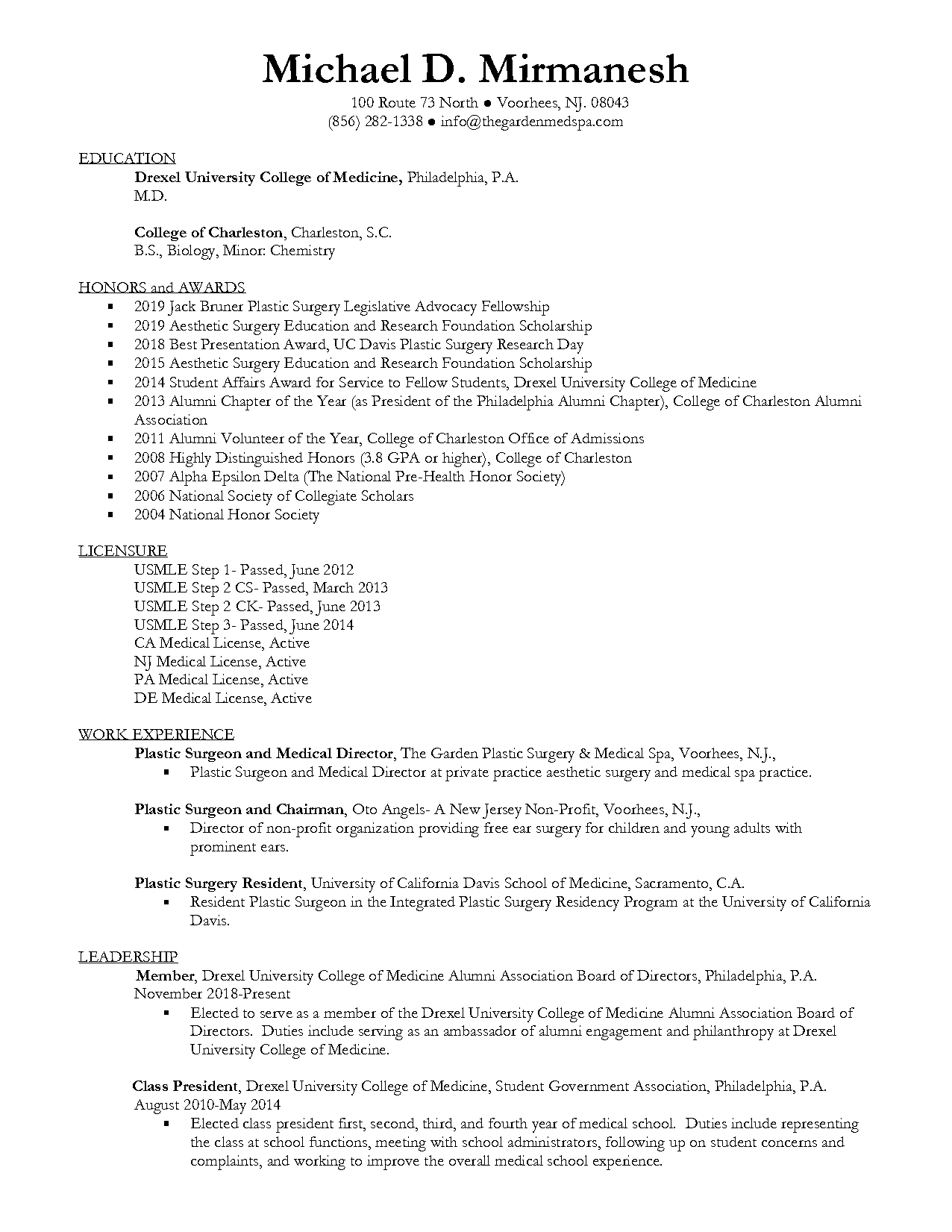 resume college of charleston