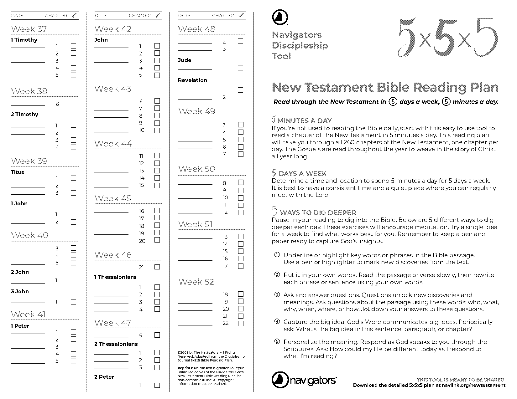 bible reading plan new testament in a year