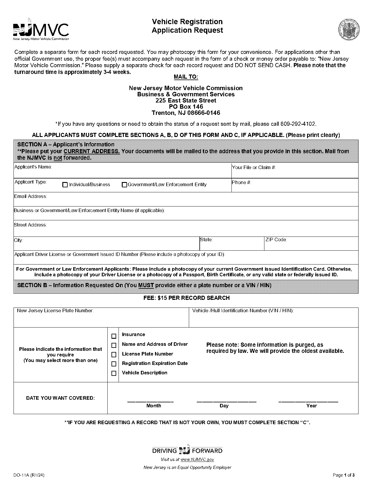 new jersey dmv access drivers record