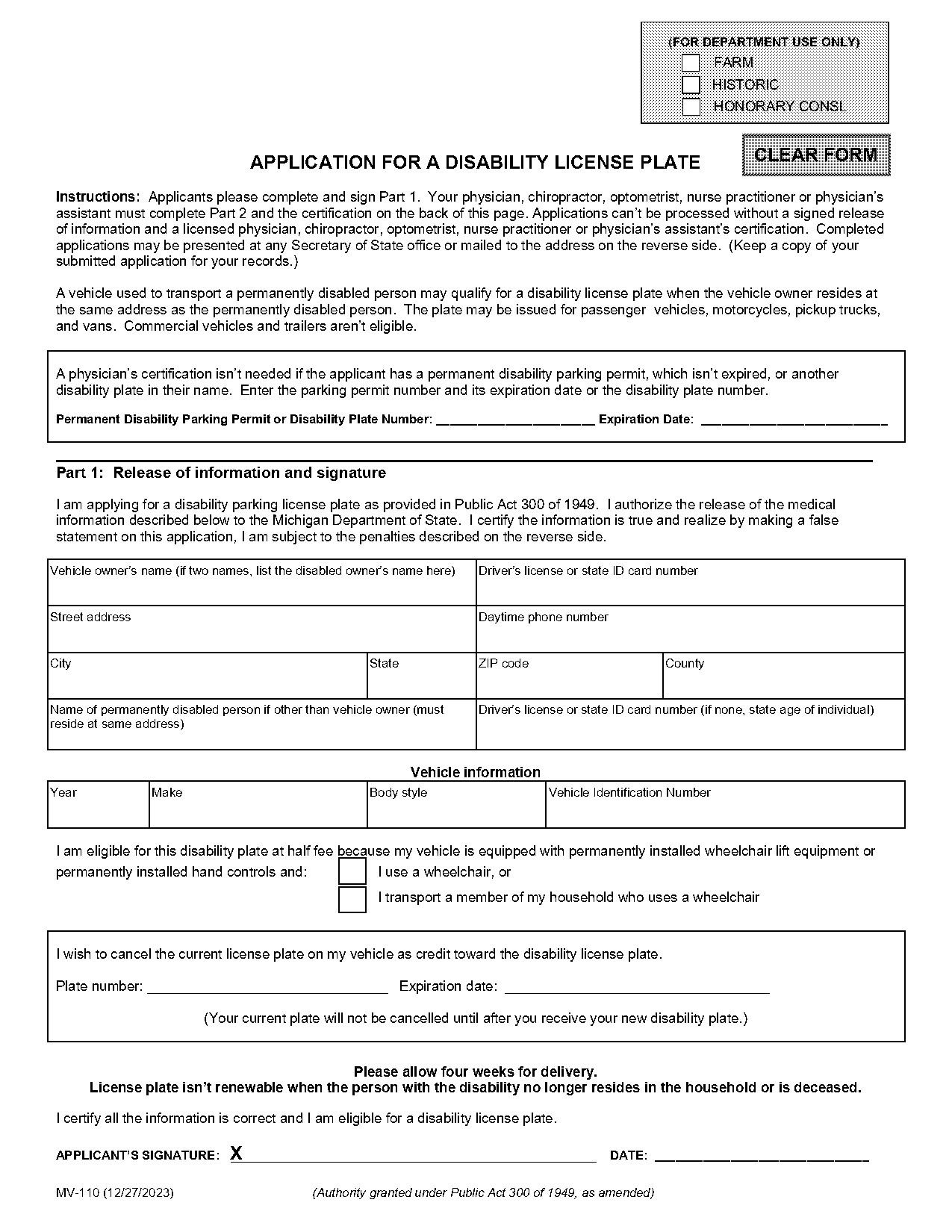 state of michigan license plates renewal