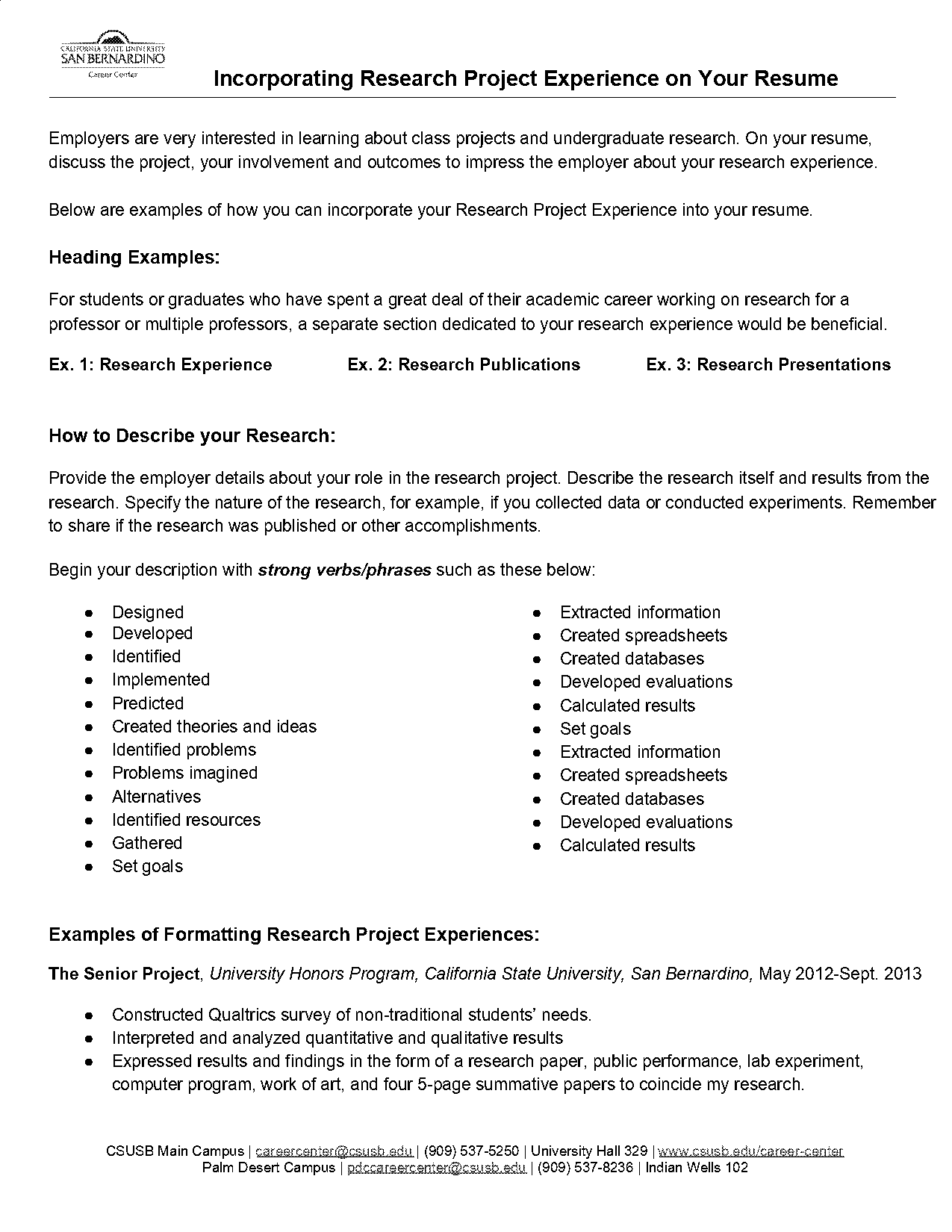 what do i put for projects on a resume