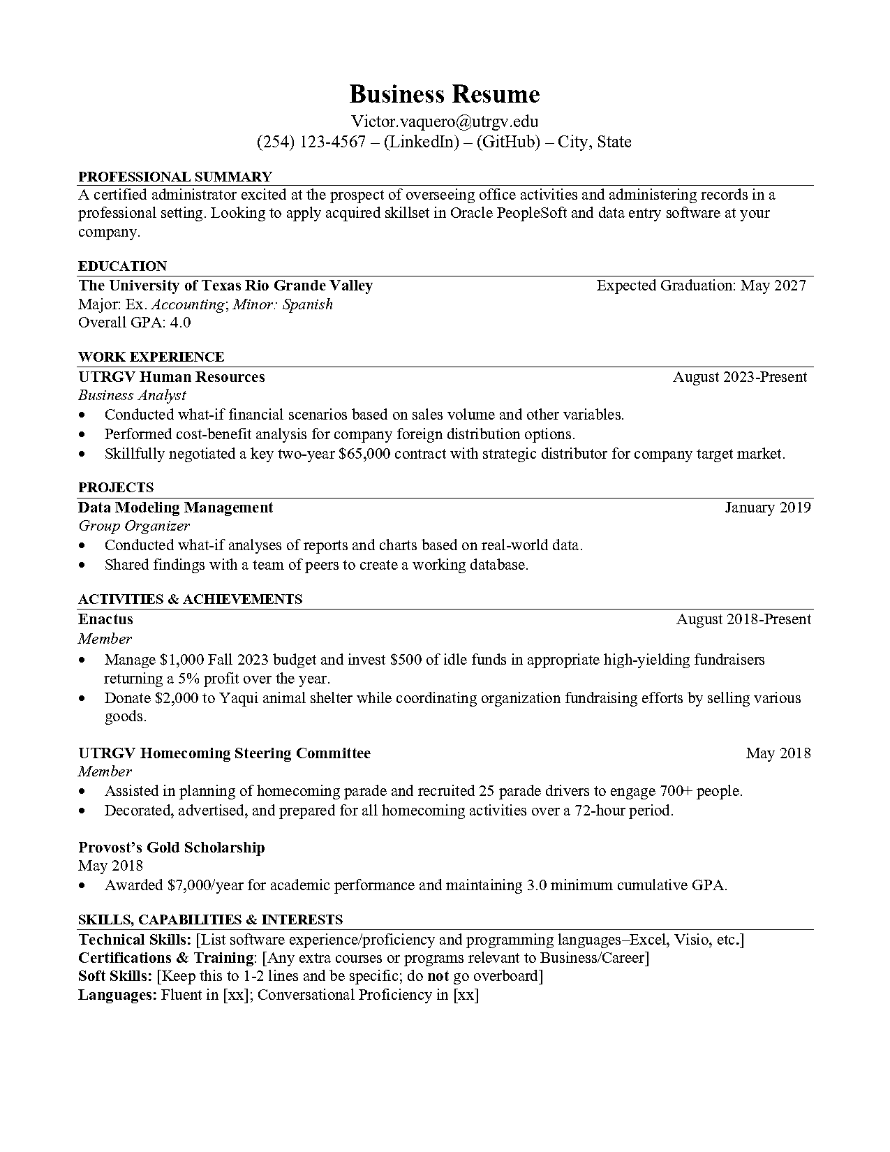 resume for scholarship objective